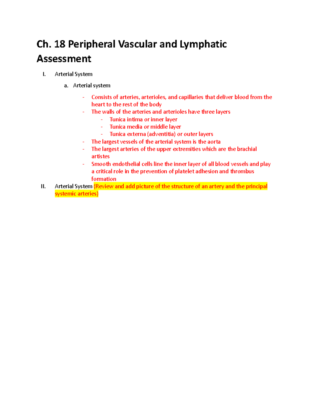 Chapter+18+Study+Guide - Ch. 18 Peripheral Vascular and Lymphatic ...