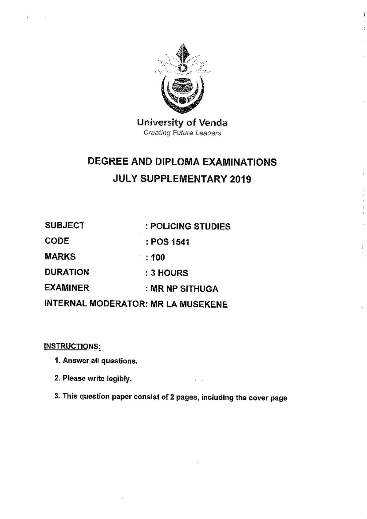 POS 2019 - POS 2019 QUESTION PAPER - Pos3641 - Studocu