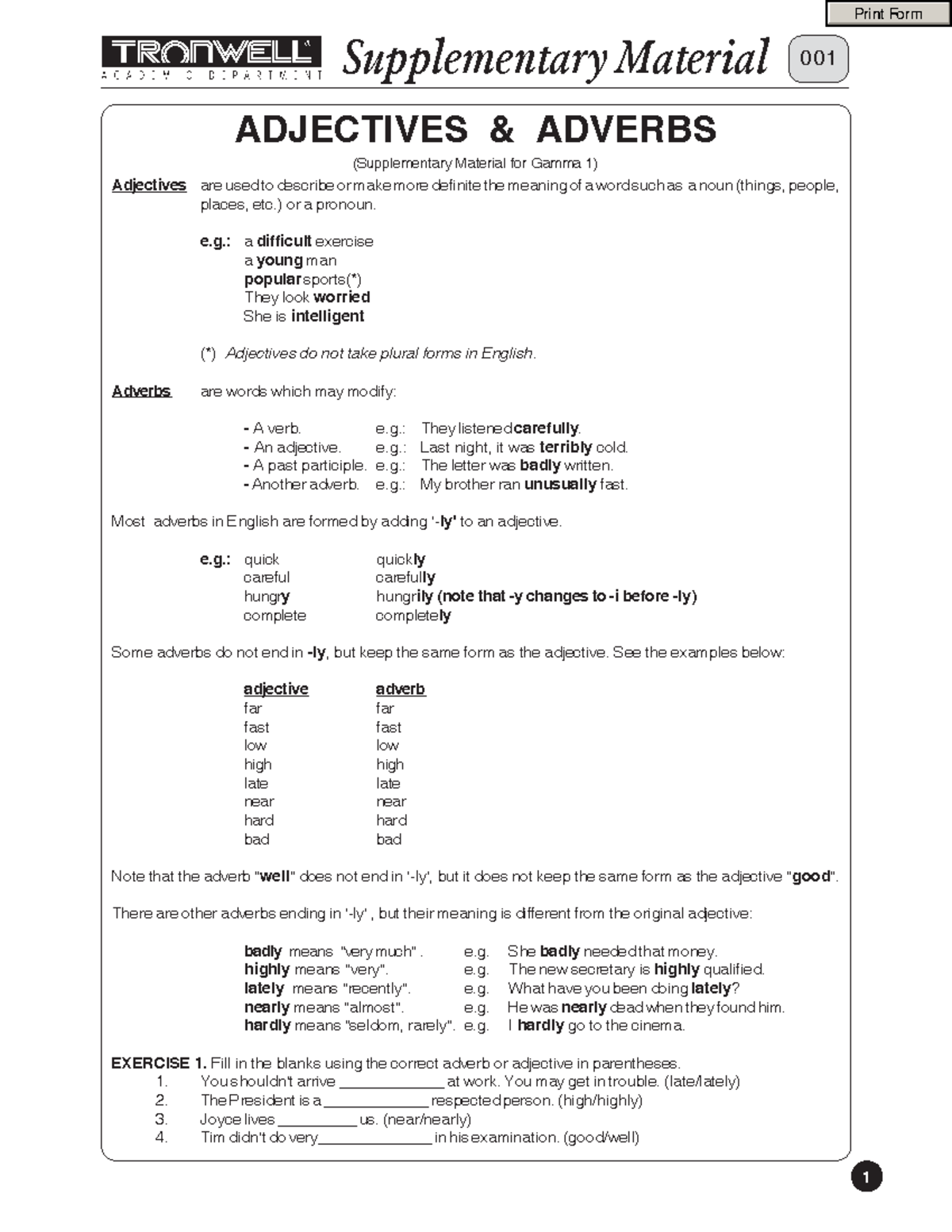 001 Adjectives AND Adverbs - 1 Supplementary Material 001 Adjectives ...