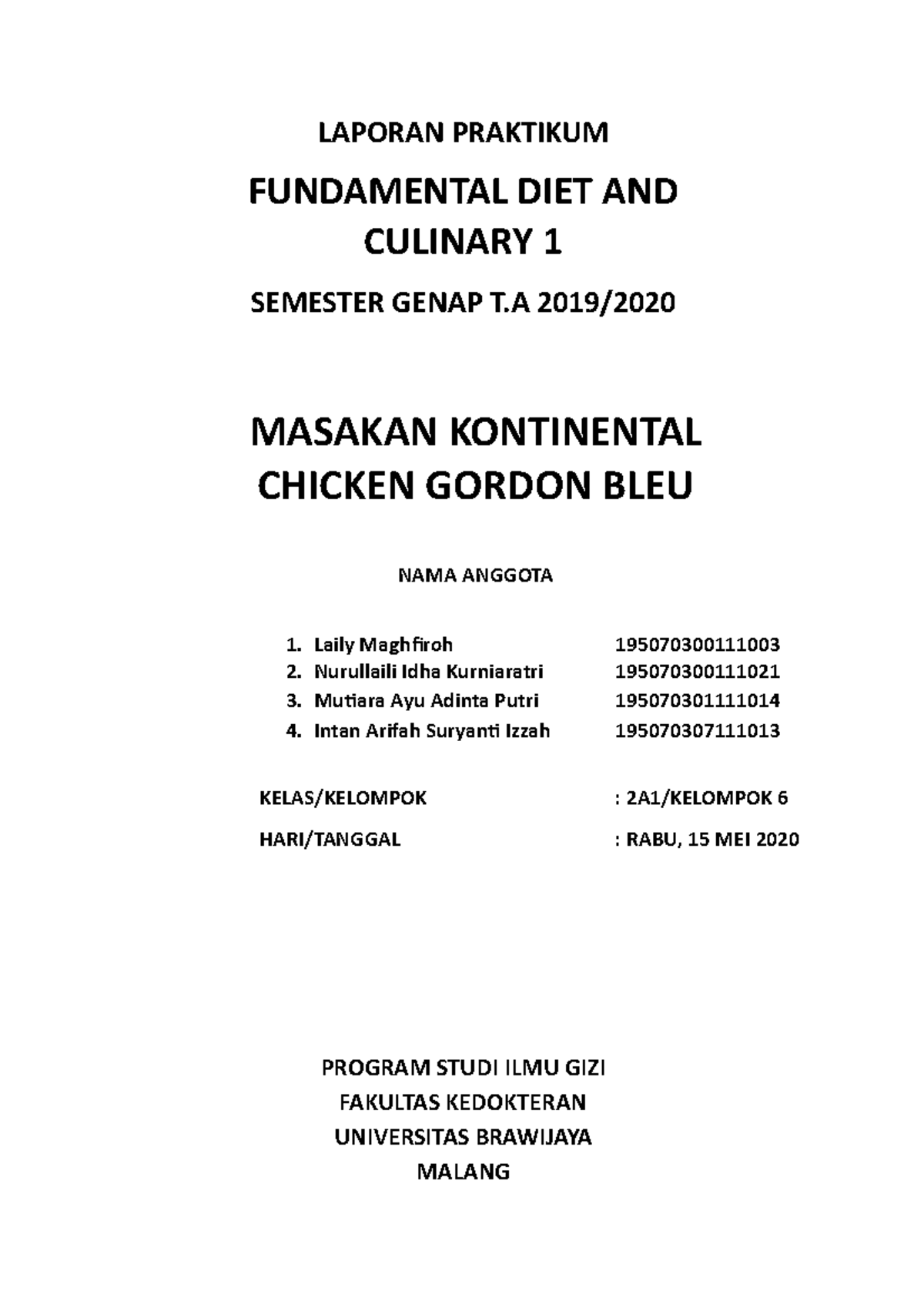 Laporan Praktikum Masakan Kontinental _Chicken Gordon Bleu - Food ...