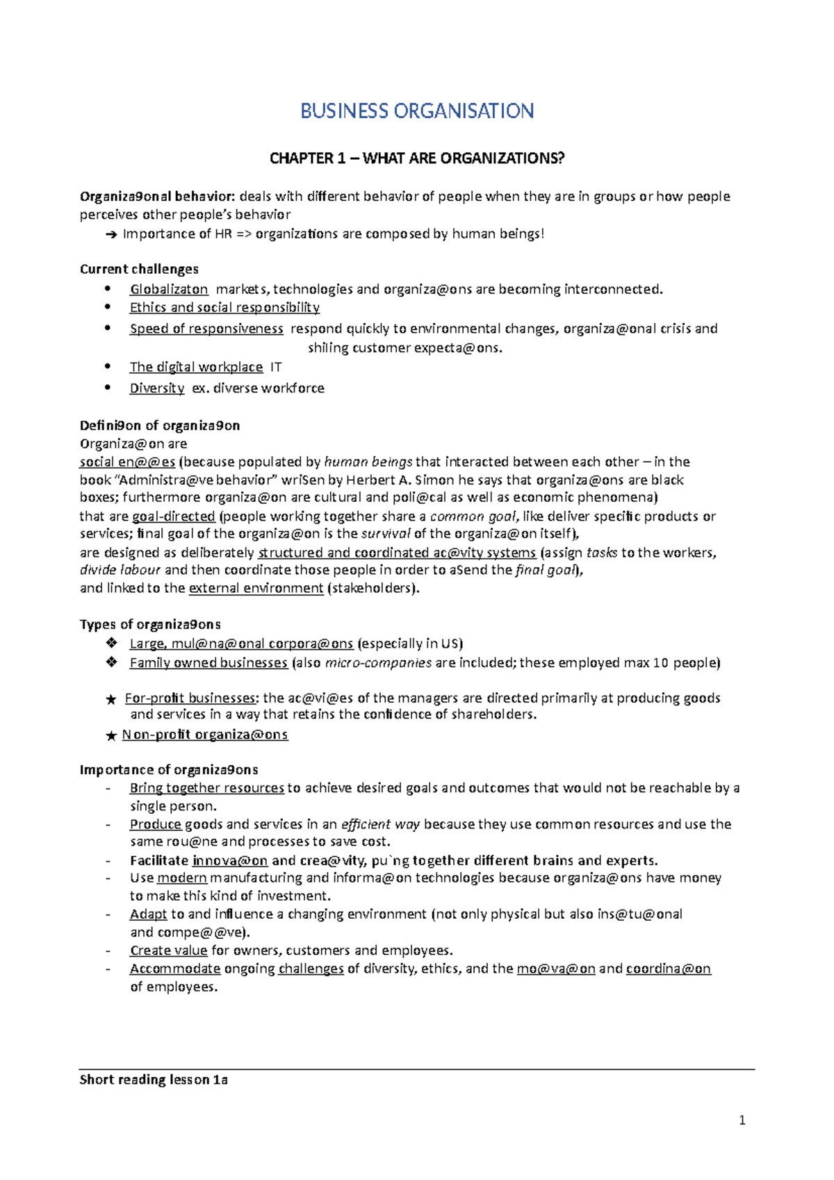 Business Organisation - 1 BUSINESS ORGANISATION CHAPTER 1 – WHAT ARE ...