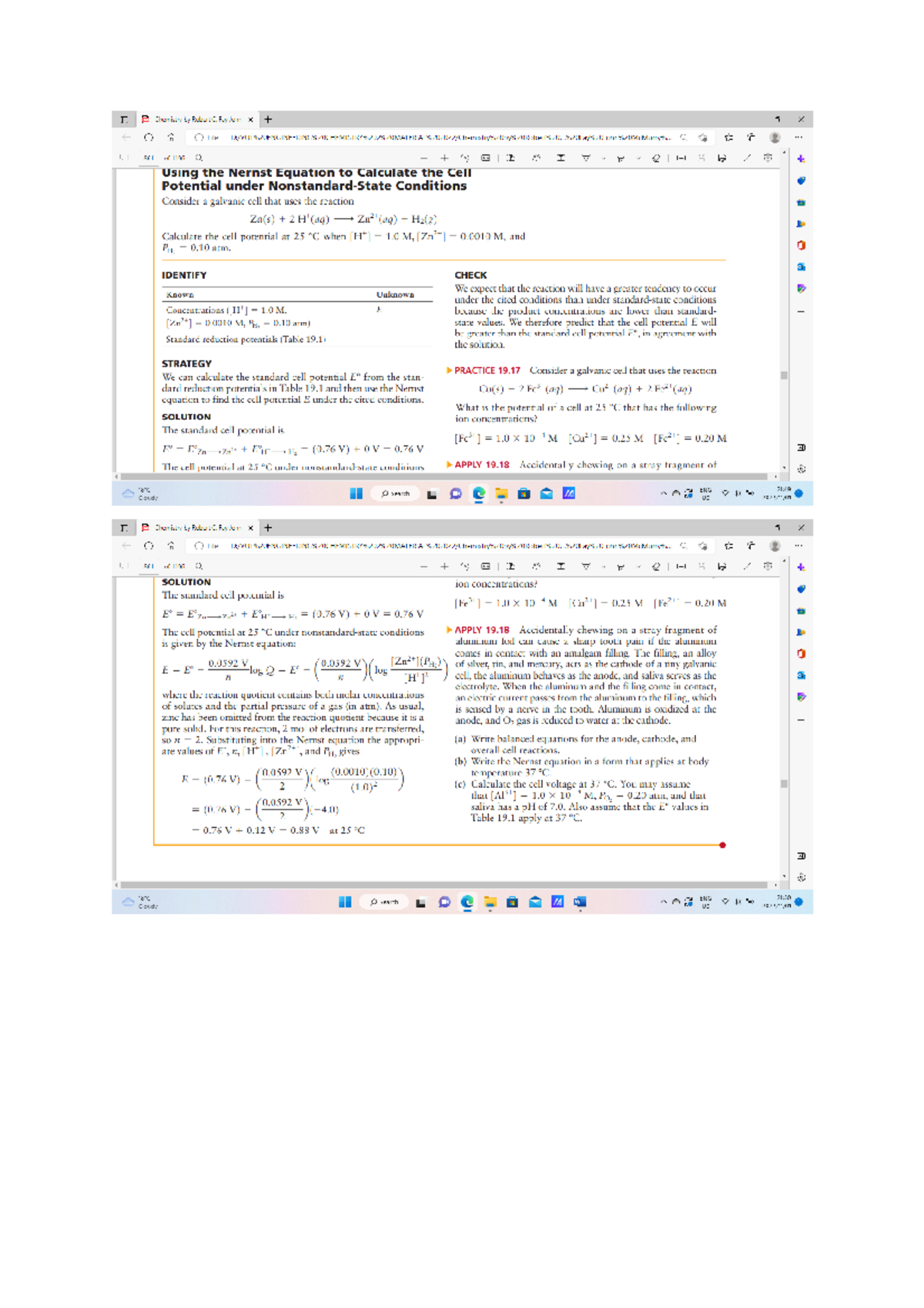 Electrochemistry Additional Worked Examples - VUT - Studocu