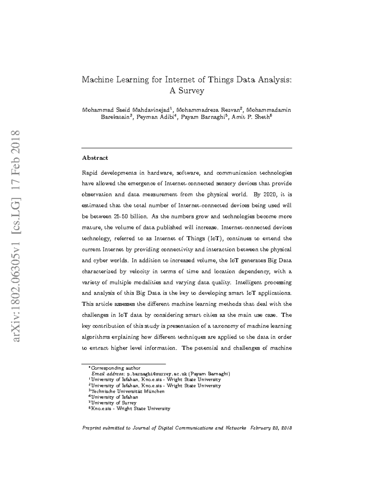 ML Review Paper - Machine Learning for Internet of Things Data Analysis ...