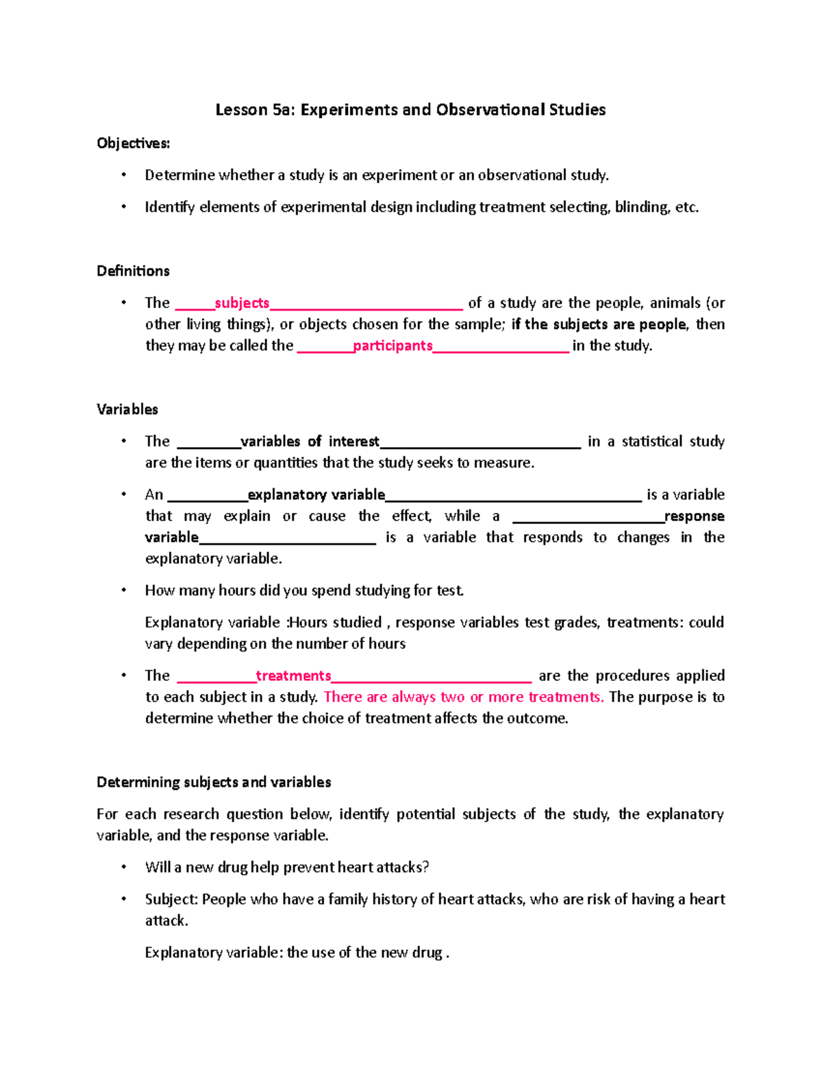 Lesson 5 Experiments and Observational Studies - Lesson 5a: Experiments ...