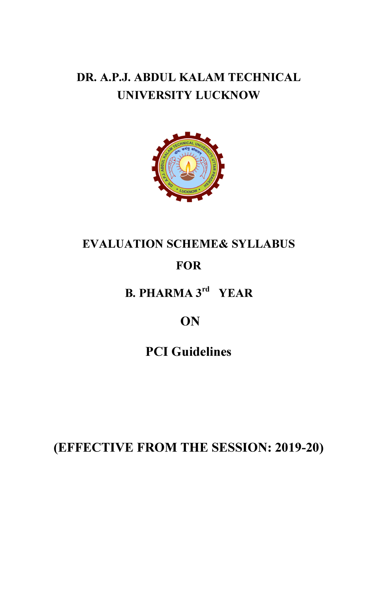 B.Pharma 3rd year Syllabus 2019-20 - DR. A.P. ABDUL KALAM TECHNICAL ...