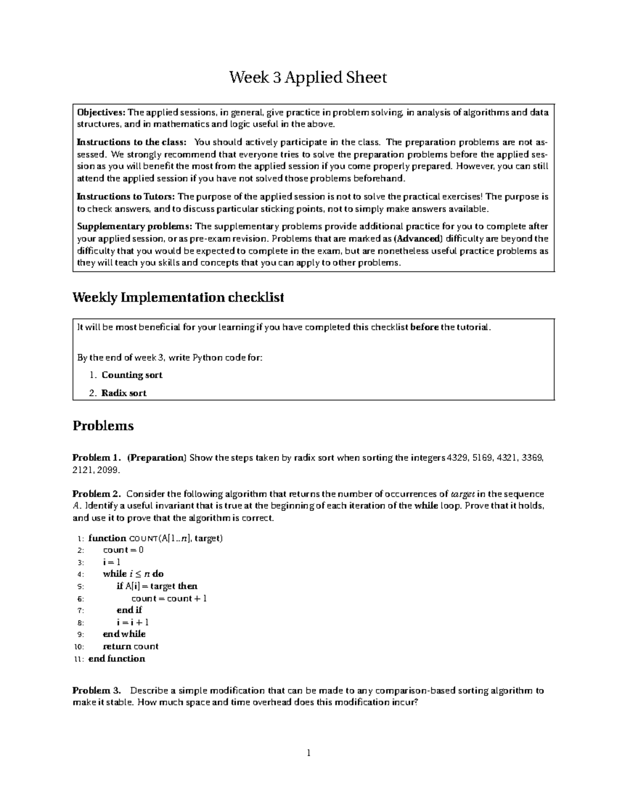 FIT2014 Week 3 Applied Session Problems - Week 3 Applied Sheet ...