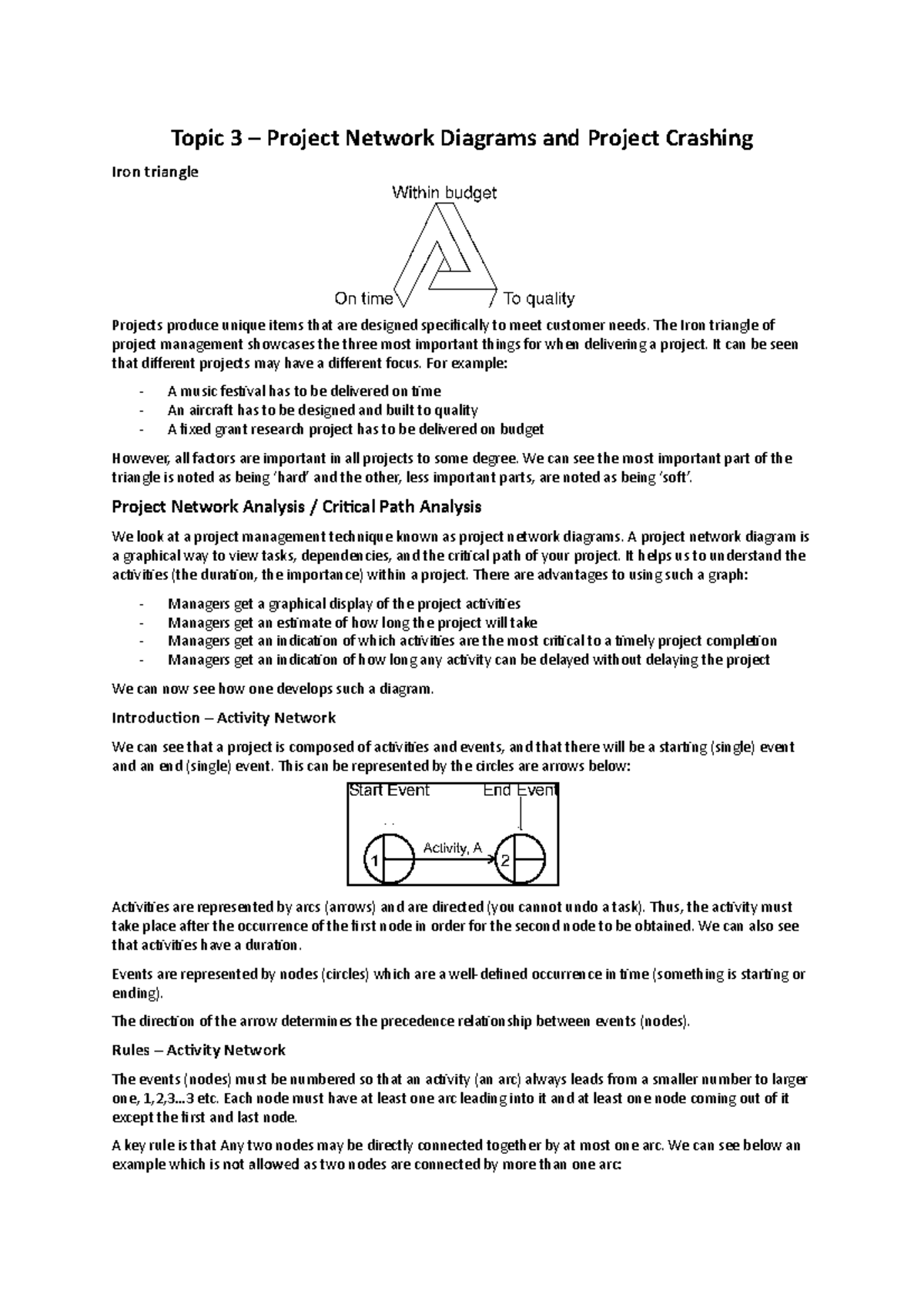 Topic Om Project Network Diagrams And Project Crashing Topic