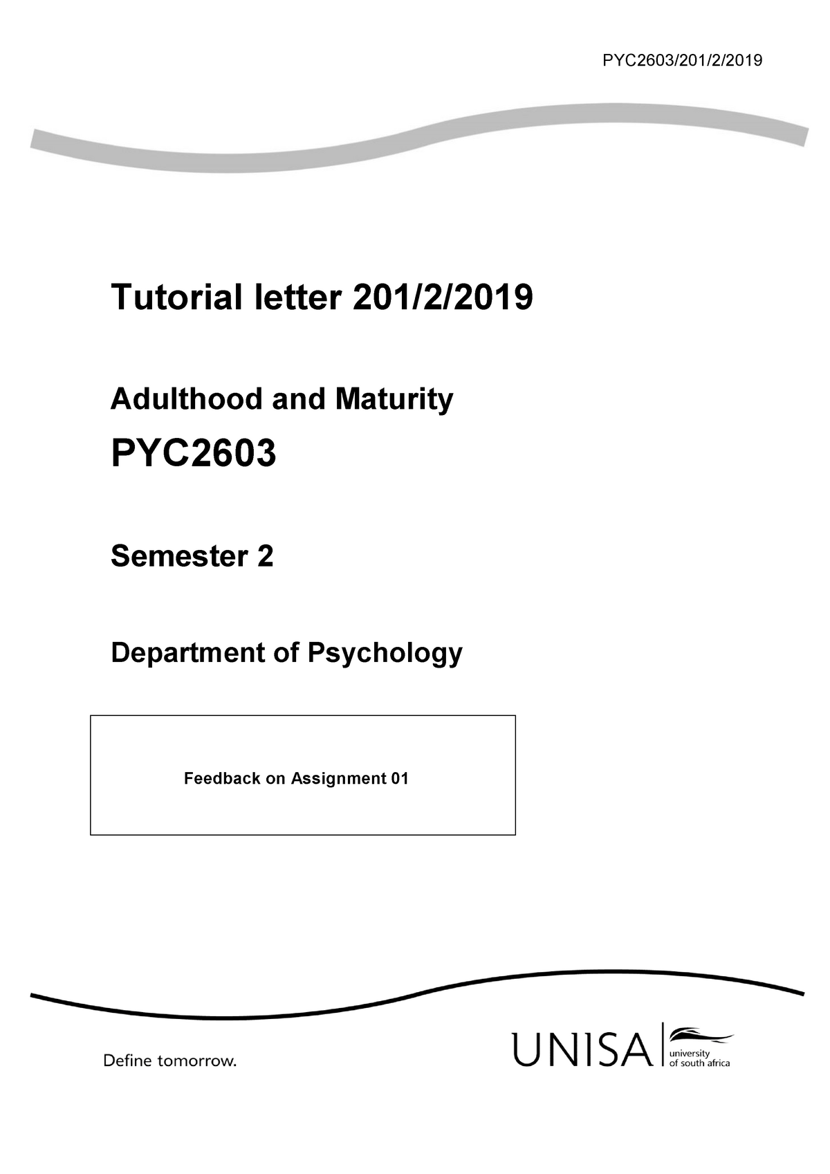 201 2019 2 B - Tutorial Letter 201 2019 - PYC2603/201/2/ Tutorial ...