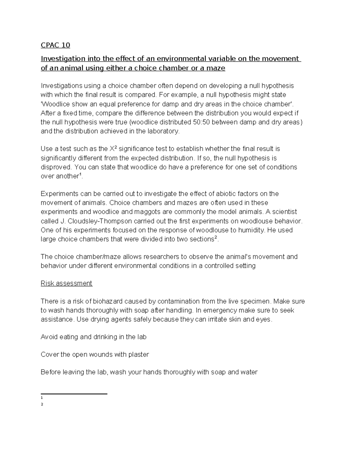 CPAC 10 - CPAC 10 Investigation into the effect of an environmental ...