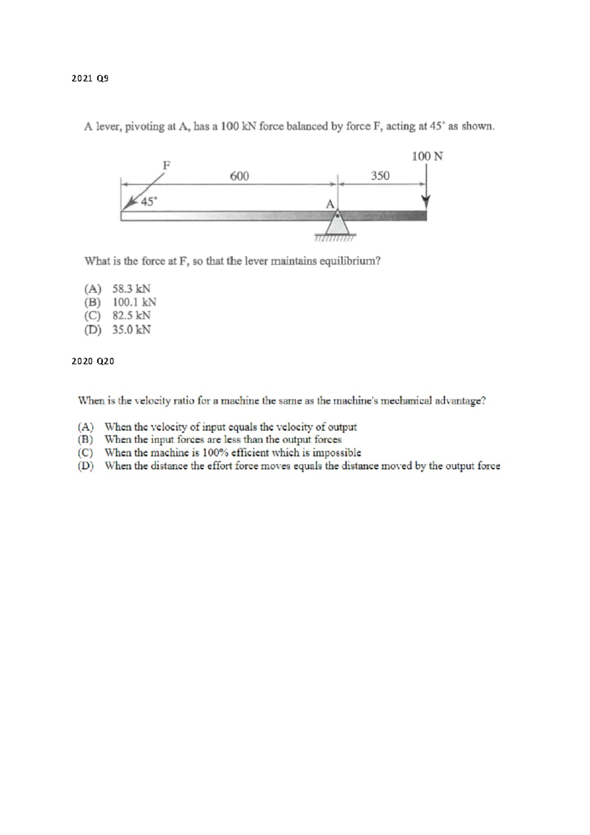 Lever Questions FORM PAST Papers 048230 Studocu