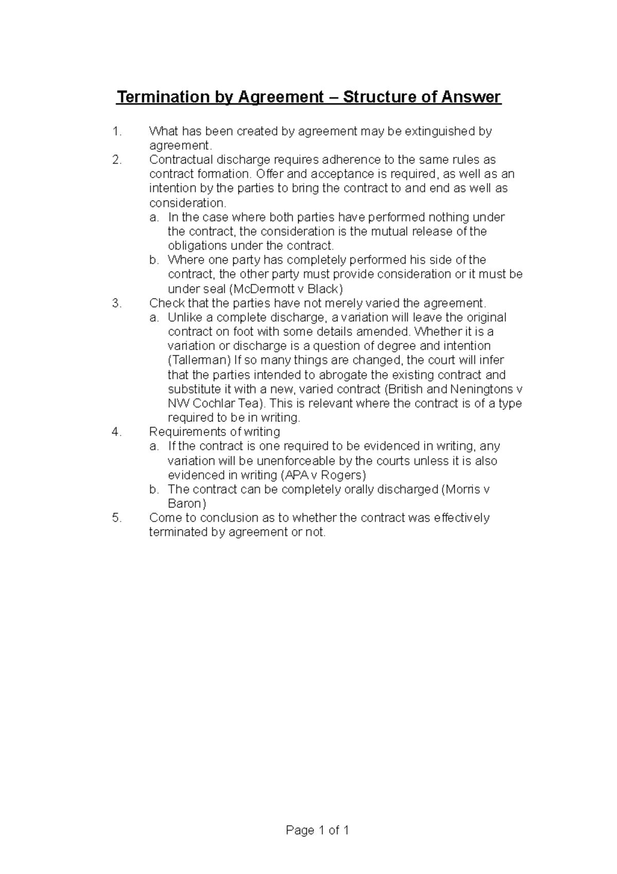 Termination By Agreement - Contractual Discharge Requires Adherence To ...