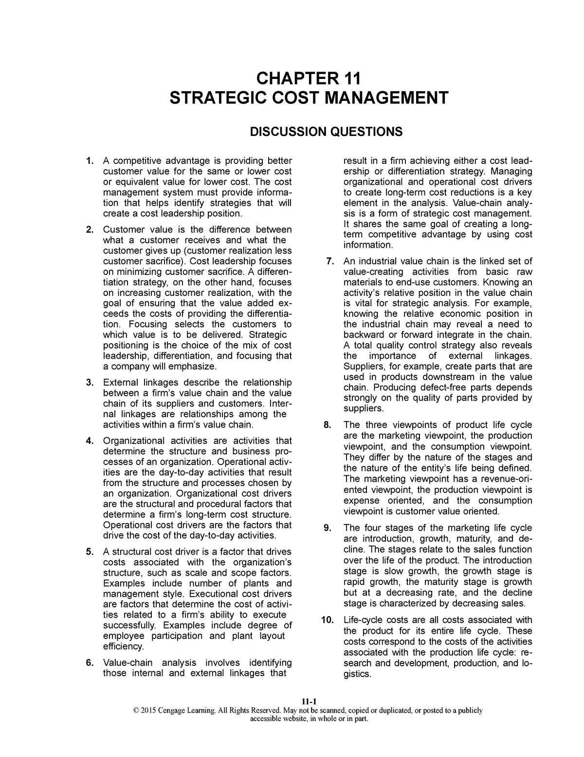 case study on strategic cost management