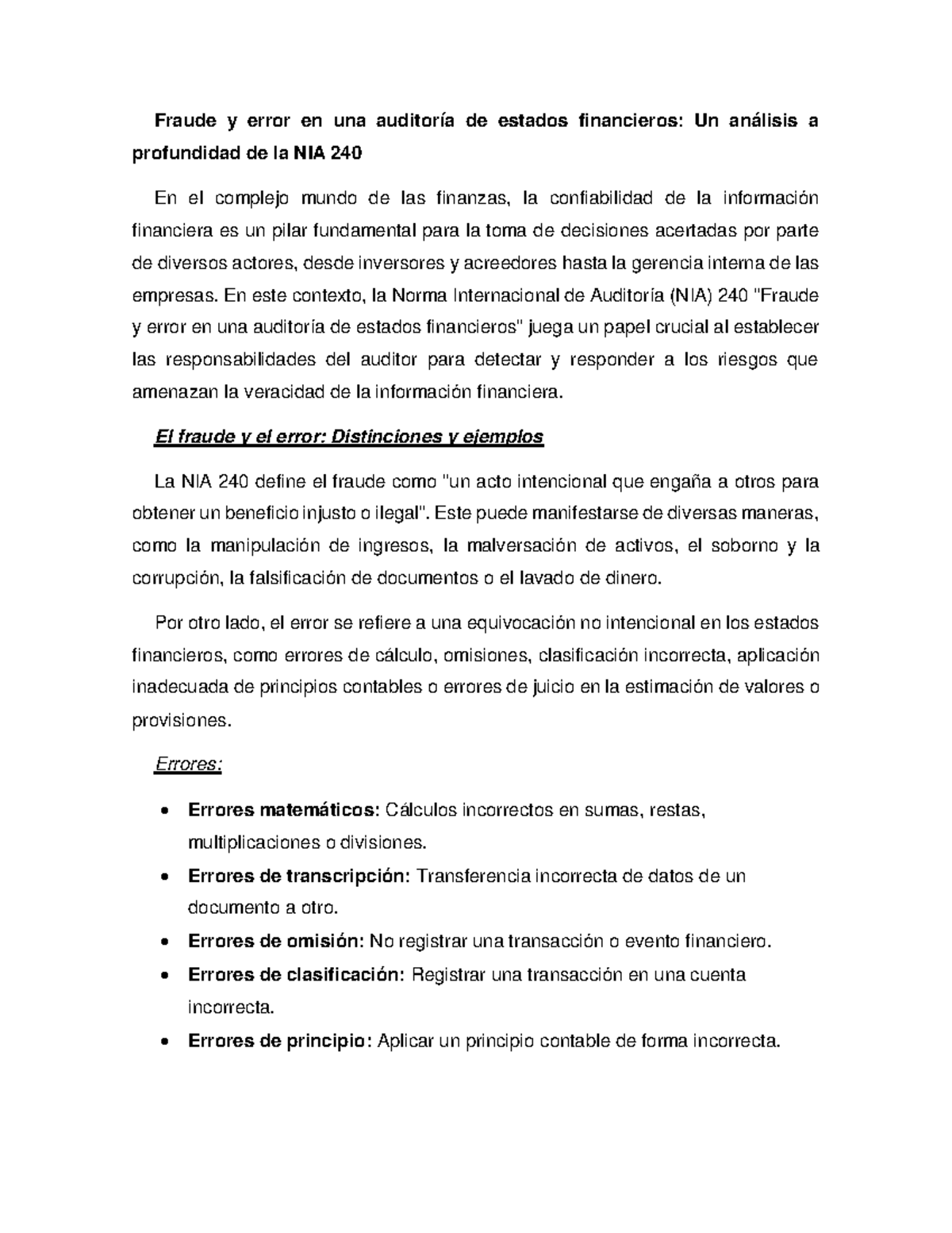 Act. 12 - Fraude y error en una auditoría - Fraude y error en una ...