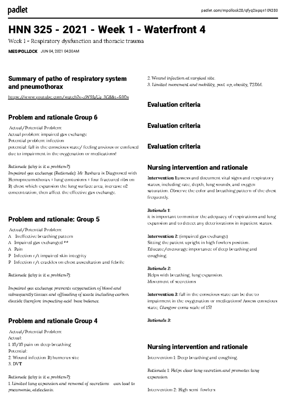 Padlet- week 1 - Care plan - padlet/mpollock28/qfyq2ixpqn HNN 325 ...