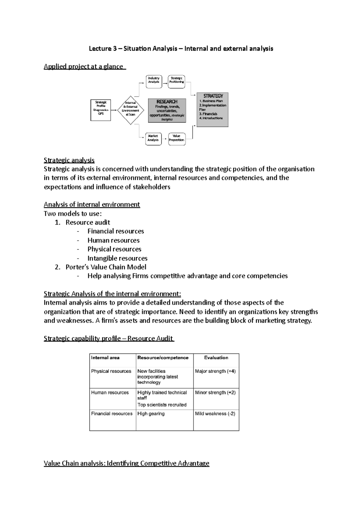 Lecture 3 Capstone - Lecture 3 – Situation Analysis – Internal and ...