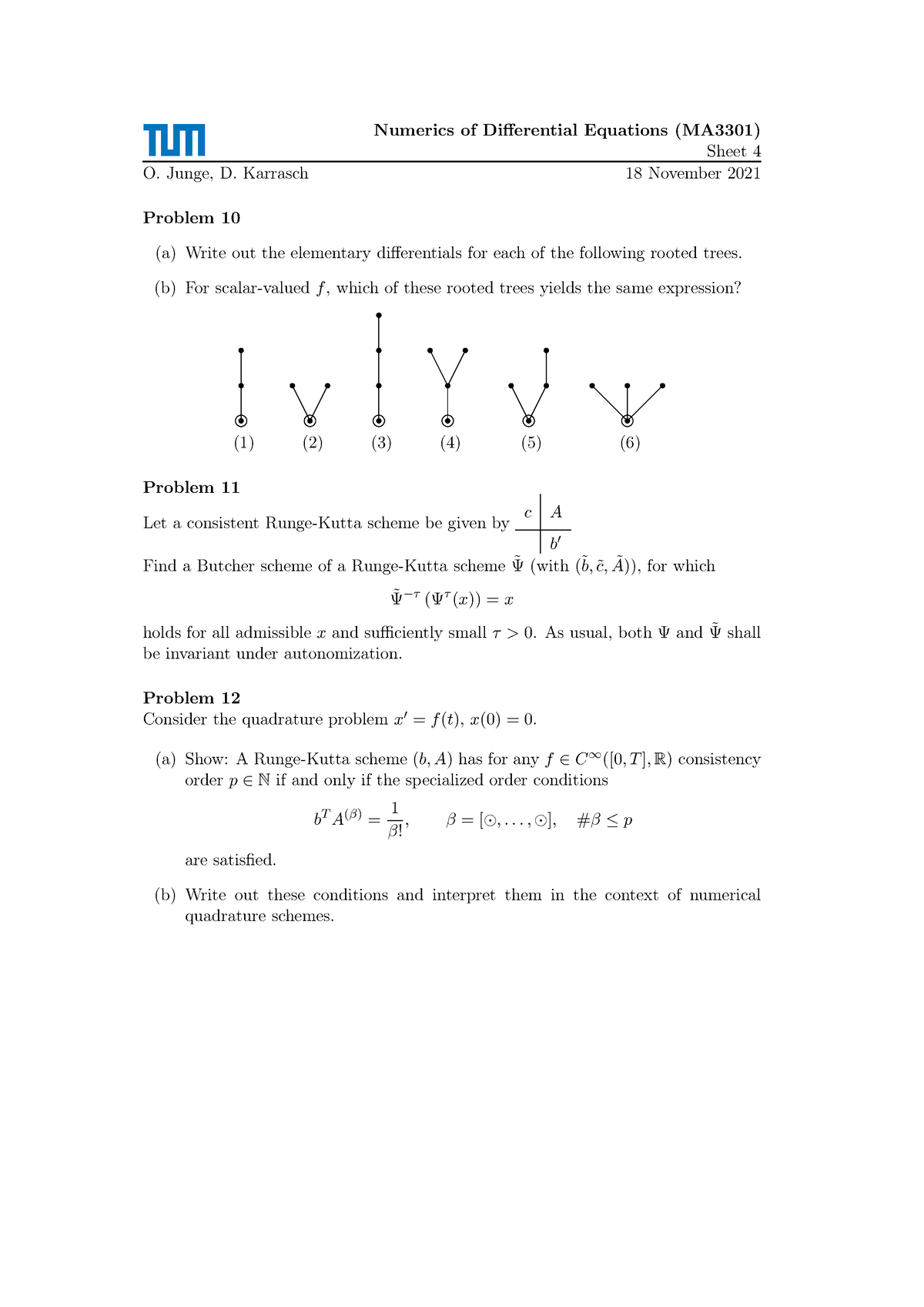 Sheet 04 - Exercise Winter Semester 2021 - Numerics Of Differential ...