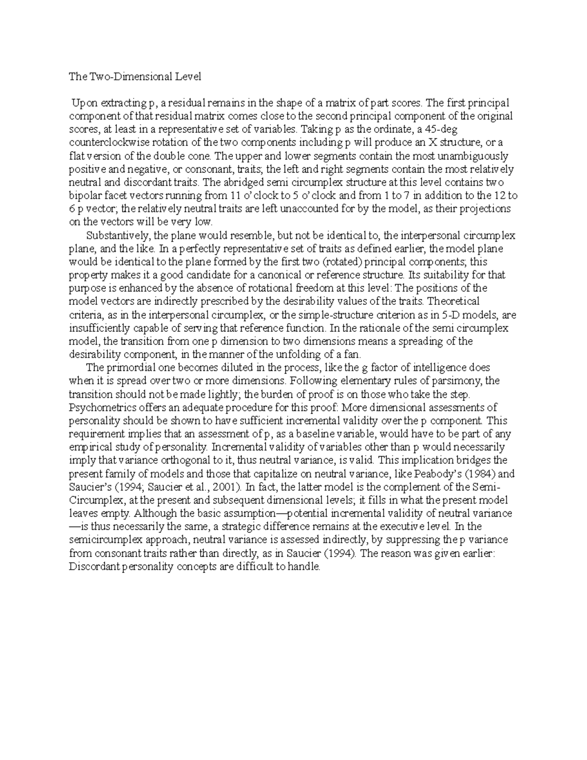 The Two-Dimensional Level - The first principal component of that ...