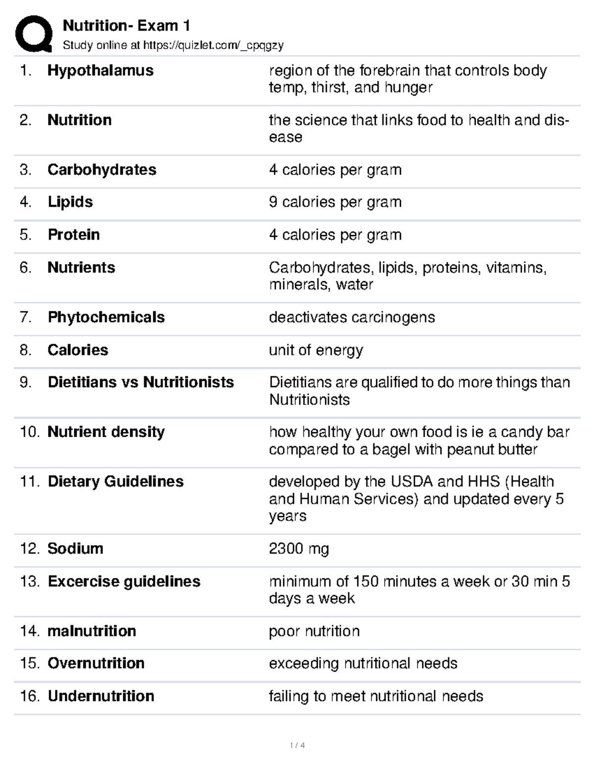 Nutrition Exam 1 help to study Study online at quizlet/_cpqgzy