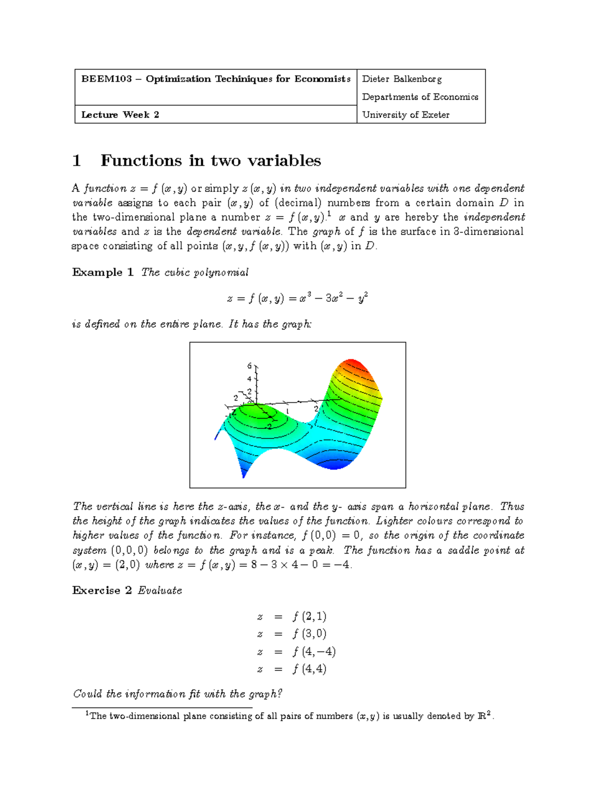 Lecture 02 - Notes - BEEM103 ñ Optimization Techiniques For Economists ...