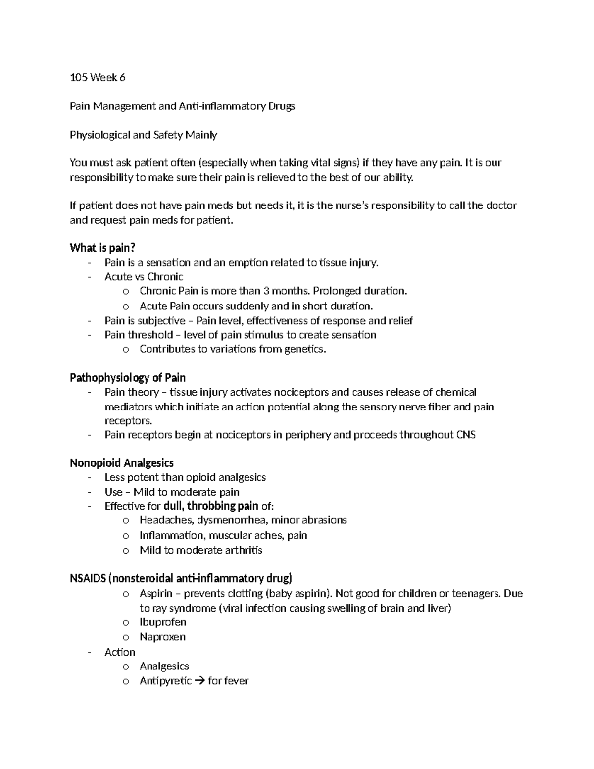 Pharmacology - Pain Management and Anti-inflammatory Drugs - 105 Week 6 ...