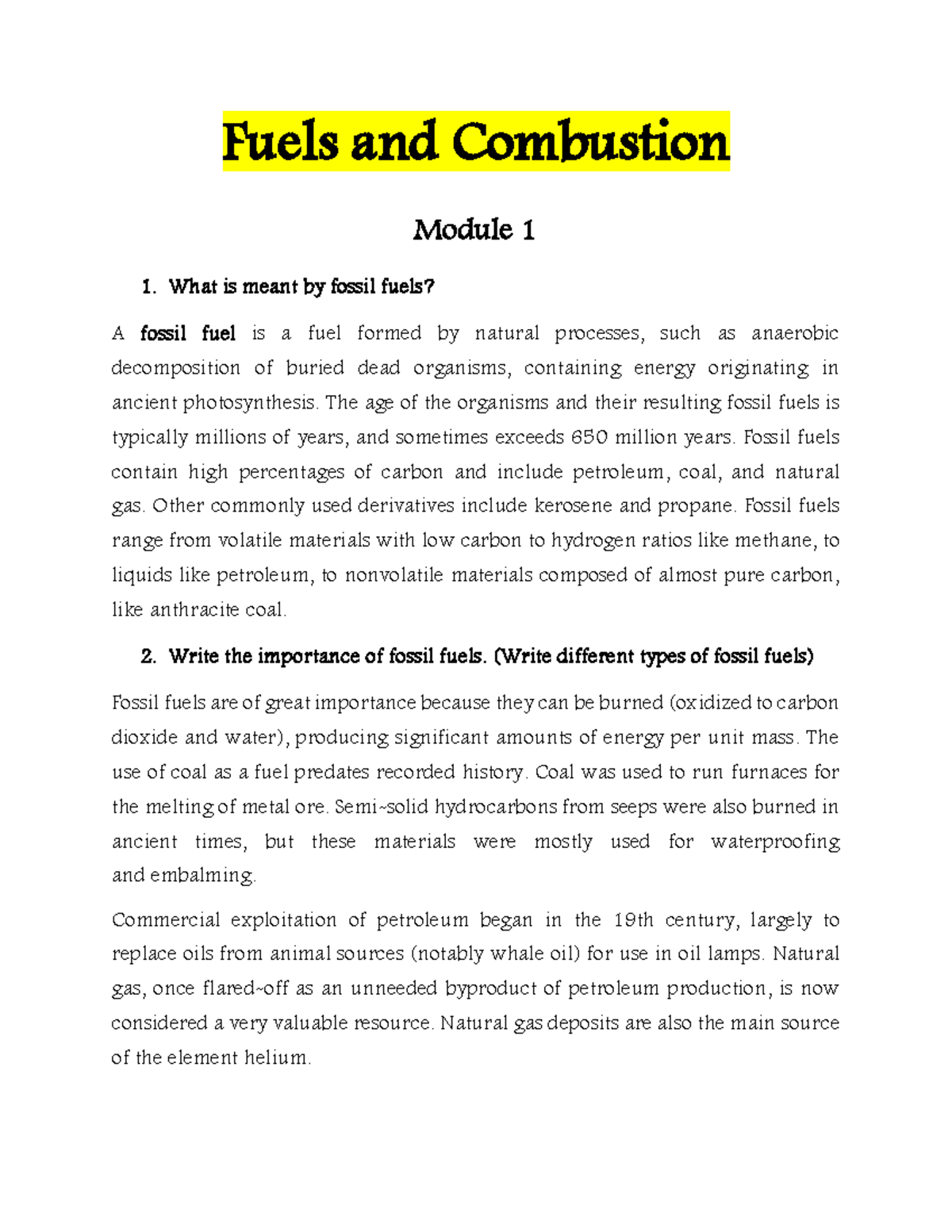 Fuels Module 1 F And C - 5th Automobile Engineering Notes - Fuels And ...