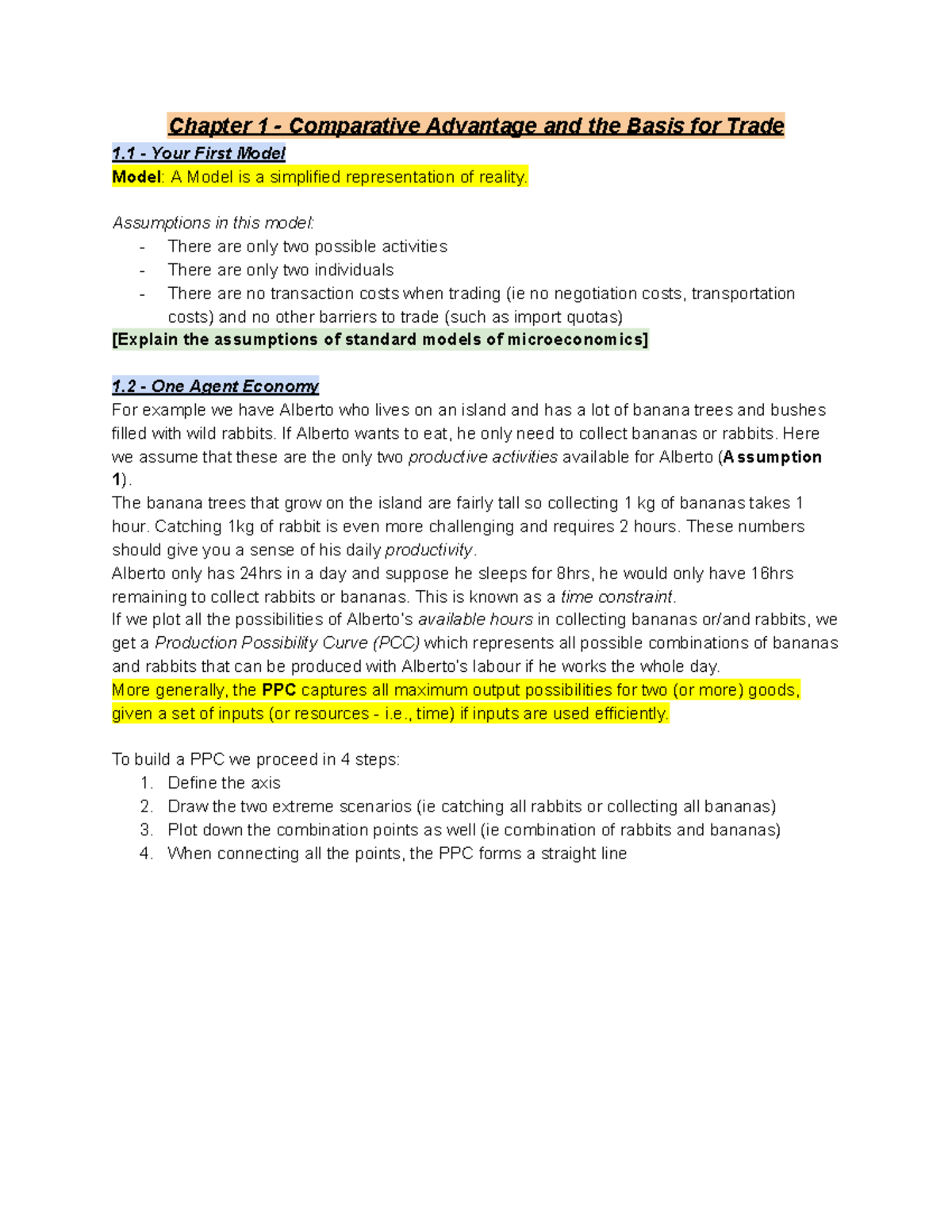 Chapter 1 - Comparative Advantage and the Basis for Trade - Assumptions ...