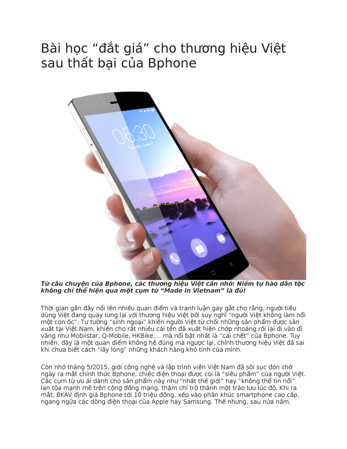 Tình Huống Bphone - Những Vấn đề Về Marketing Chiến Lược - Bài Học “đắt ...