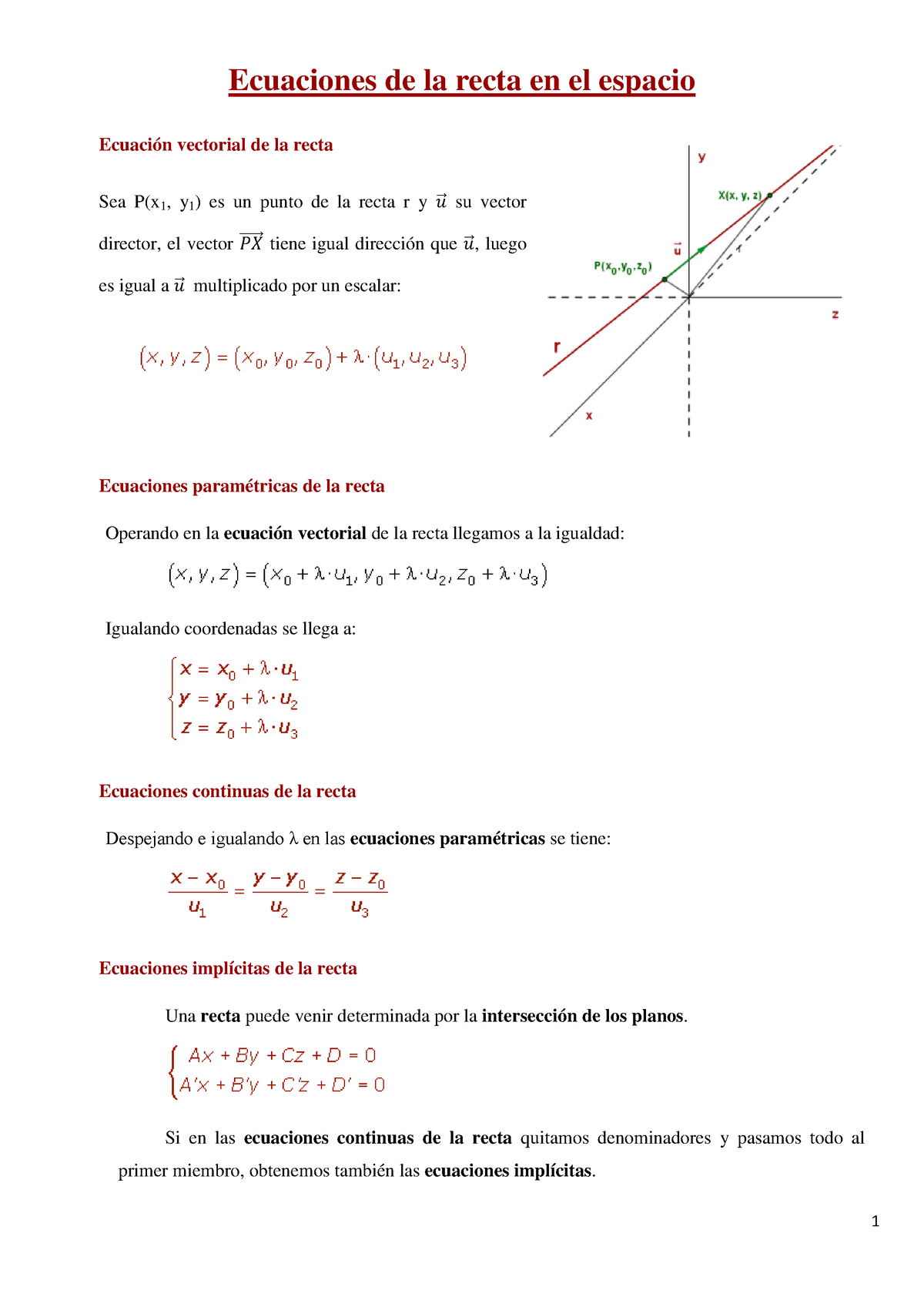 Ecuaciones De La Recta Y El Plano En El Espacio - Ecuación Vectorial De ...