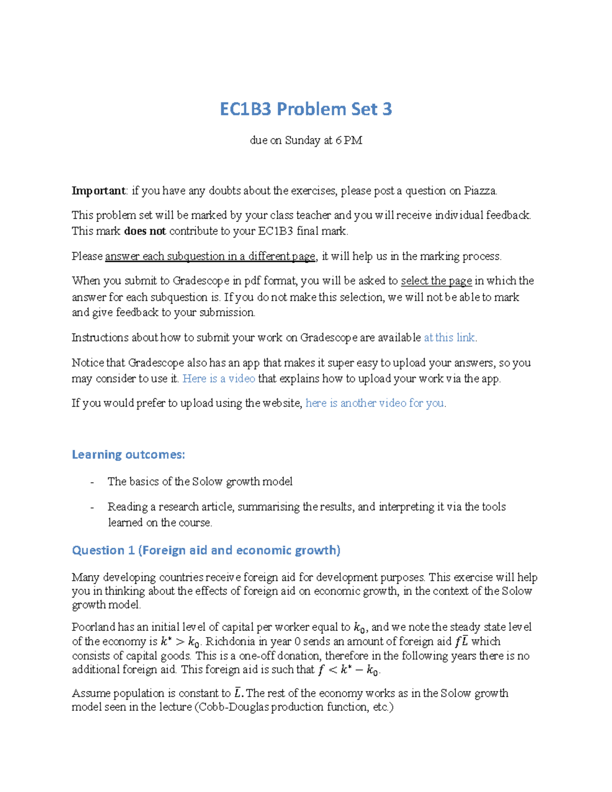 Problemset 3 - Partial Answers - EC1B3 Problem Set 3 Due On Sunday At 6 ...