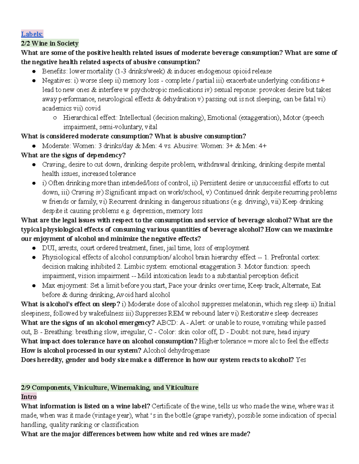 Wines Prelim 1 Study Guide - Labels: 2/2 Wine in Society What are some ...