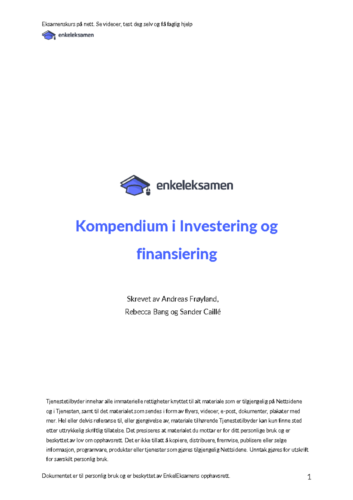 Kompendium i Investering og finansiering - NTNU - Kompendium i ...