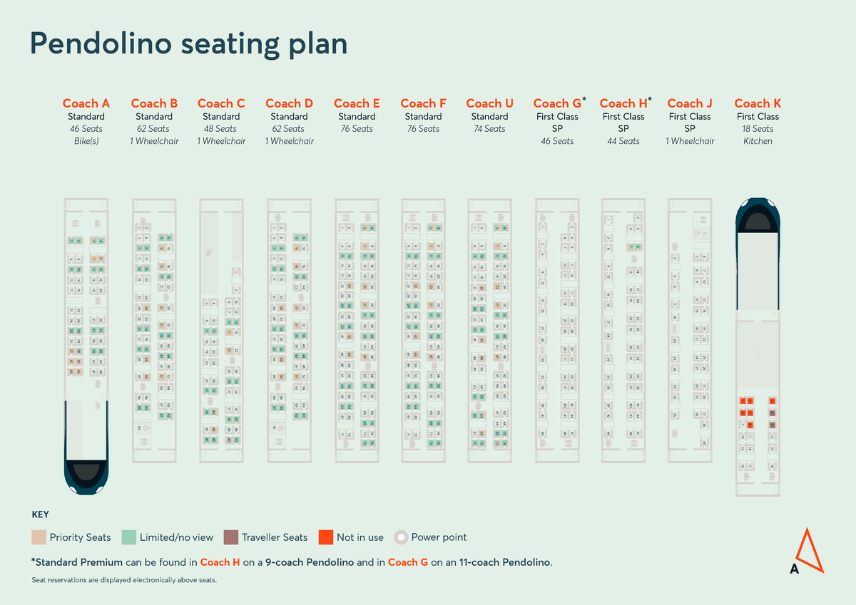 Pendolino Train 3104 Seat Map