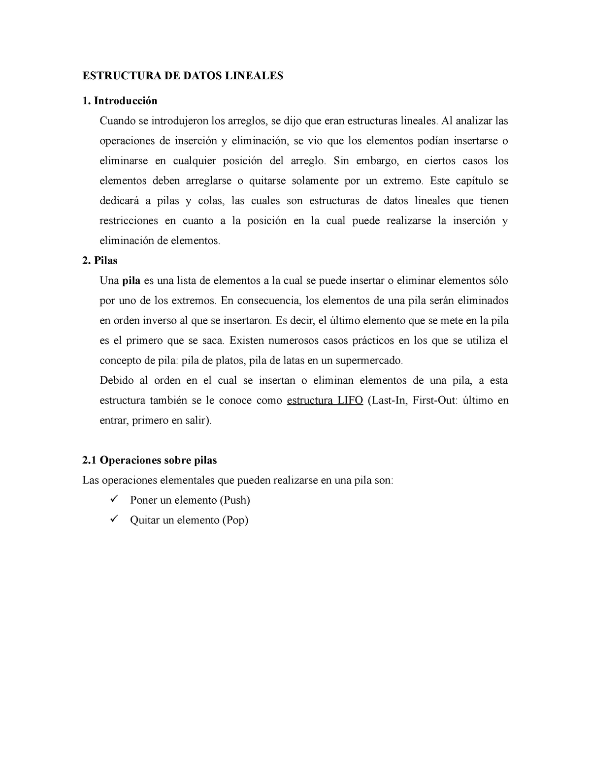 Estructura DE Datos Lineales - ESTRUCTURA DE DATOS LINEALES 1 ...