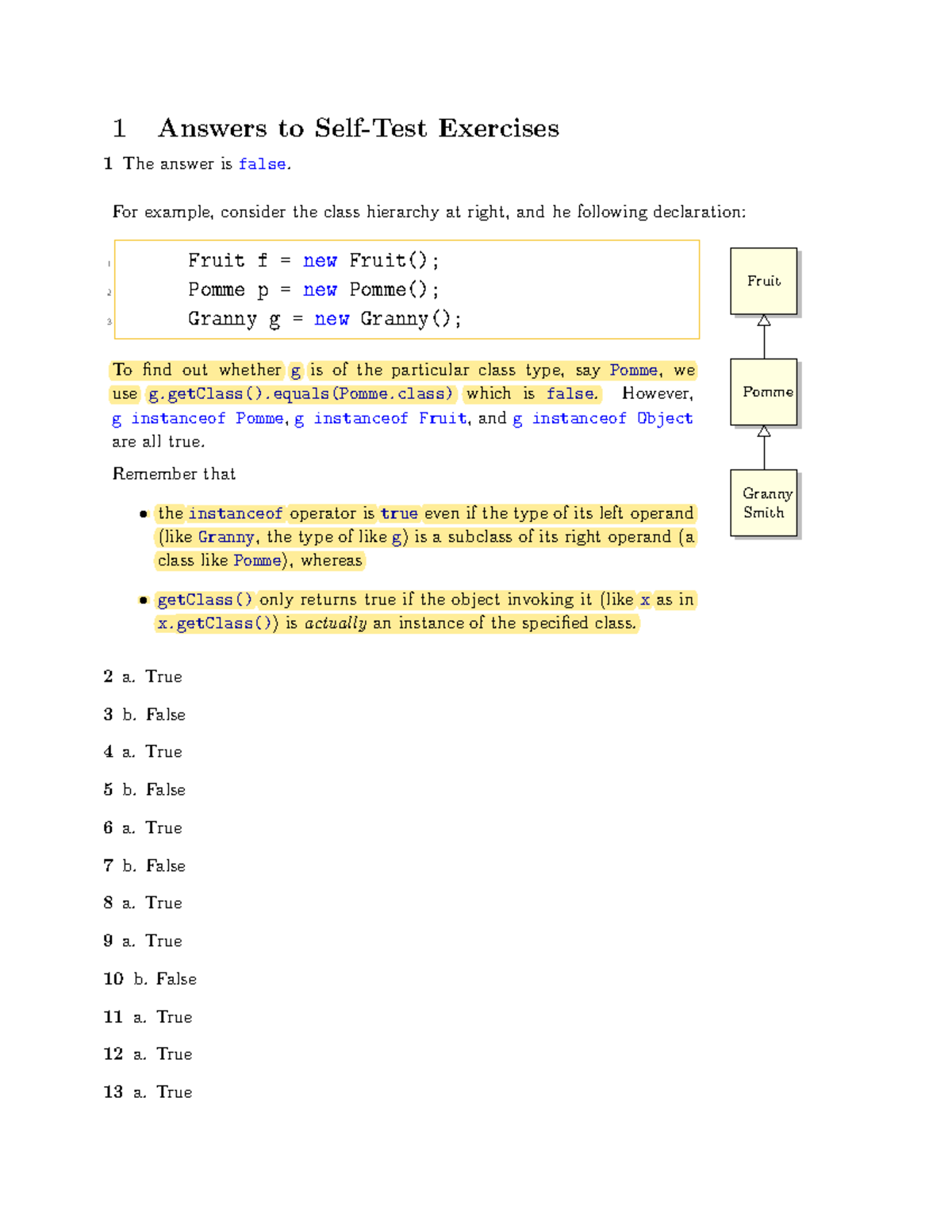 Quick Self Test Exercises Answers ONLY Revised - 1 Answers to Self-Test ...