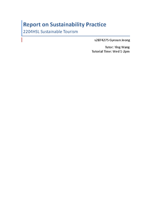 A2 example 1 - aaa - Report on Sustainability Practice 2204HSL ...