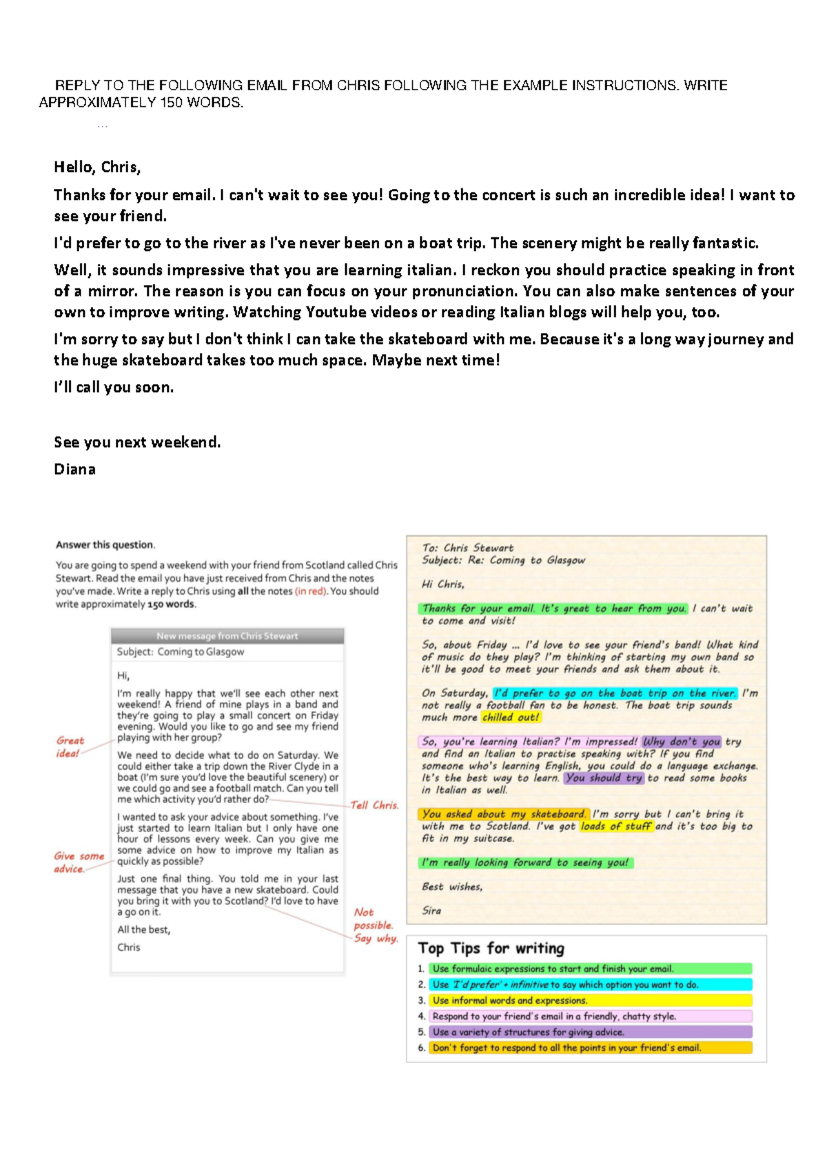 Email - REPLY TO THE FOLLOWING EMAIL FROM CHRIS FOLLOWING THE EXAMPLE ...