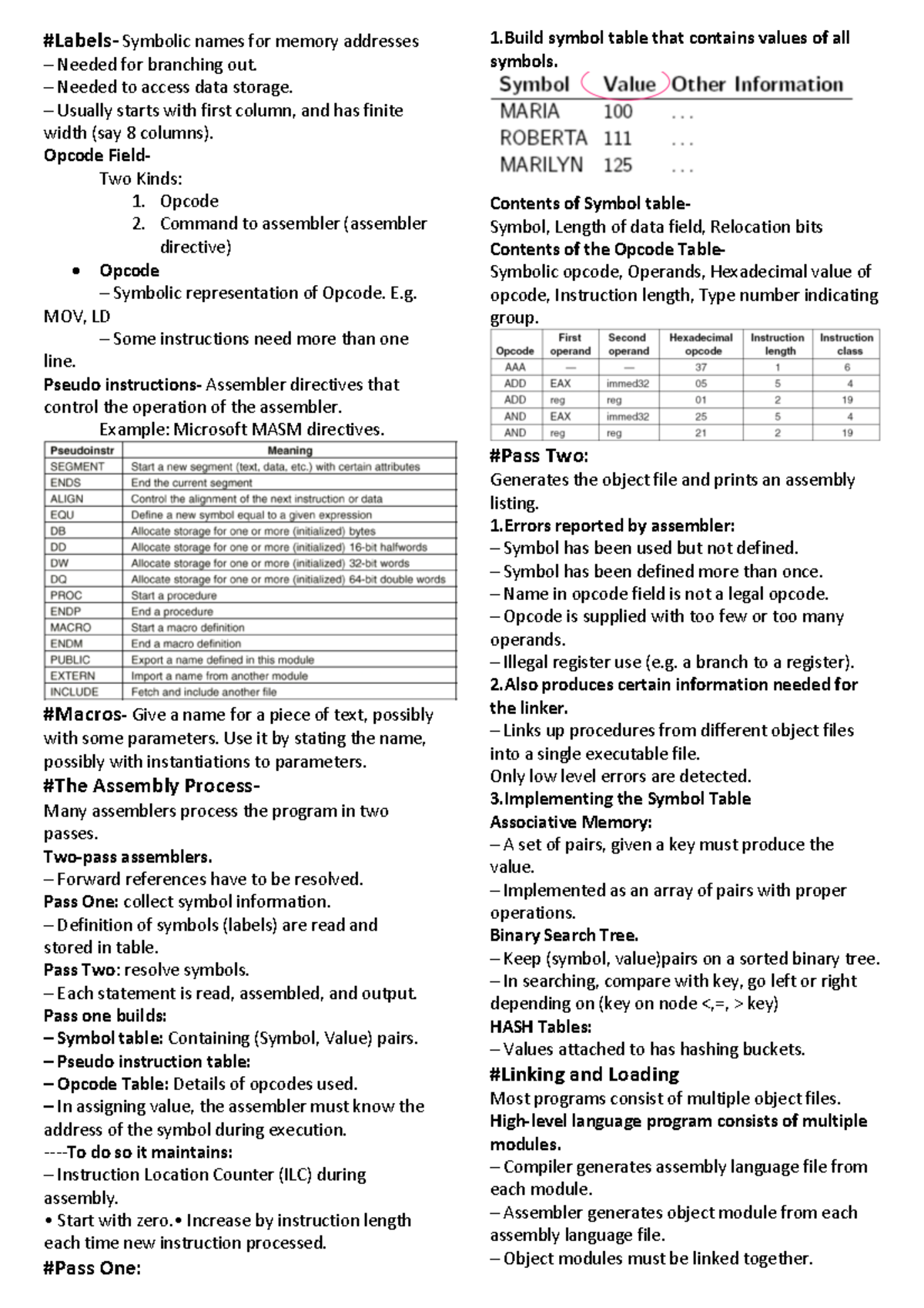 Coa - short notes before midsem - #Labels- Symbolic names for memory ...