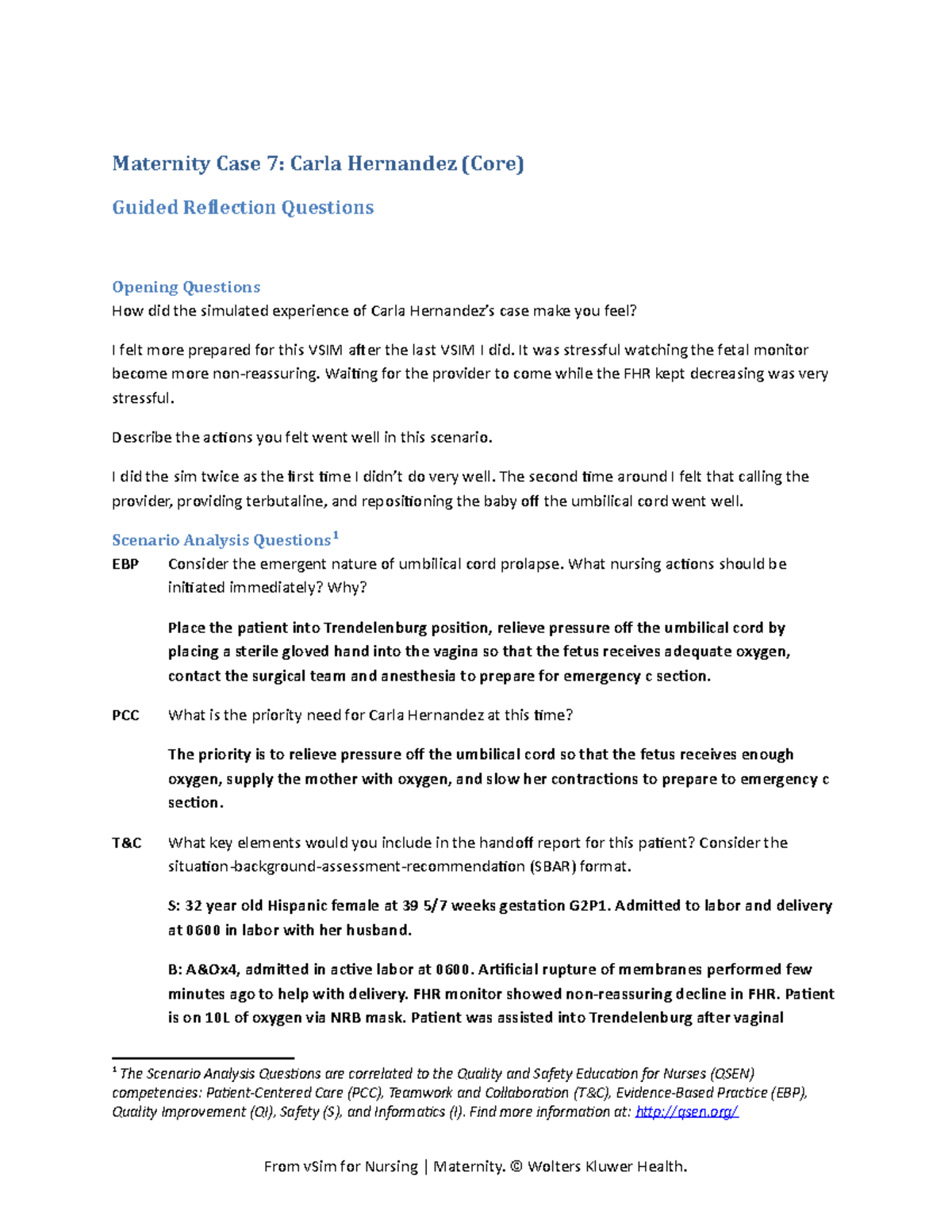 Carla hernandez reflection Maternity Case 7 Carla Hernandez (Core) Guided Reflection