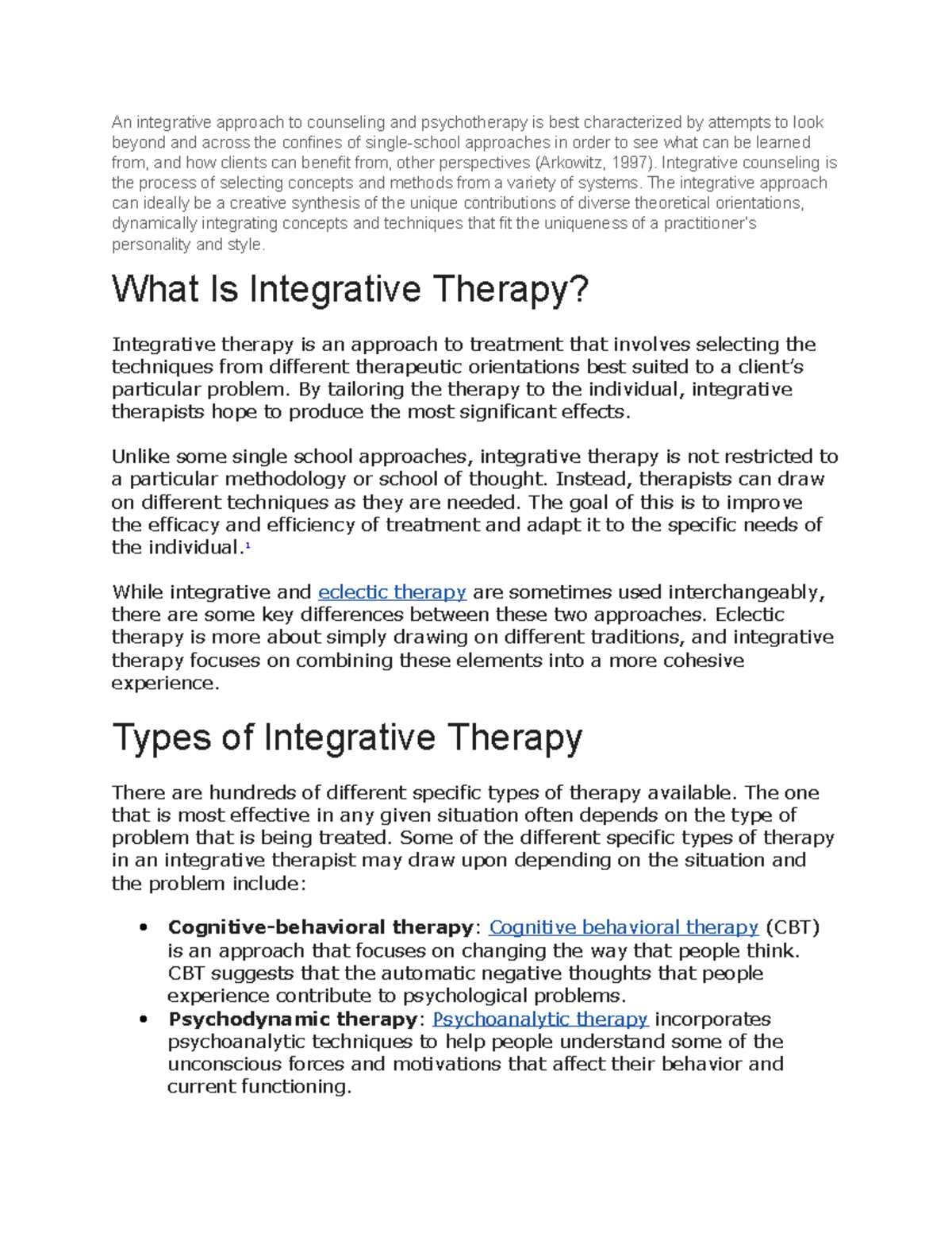 An Integrative Approach To Counseling And Psychotherapy Is Best ...