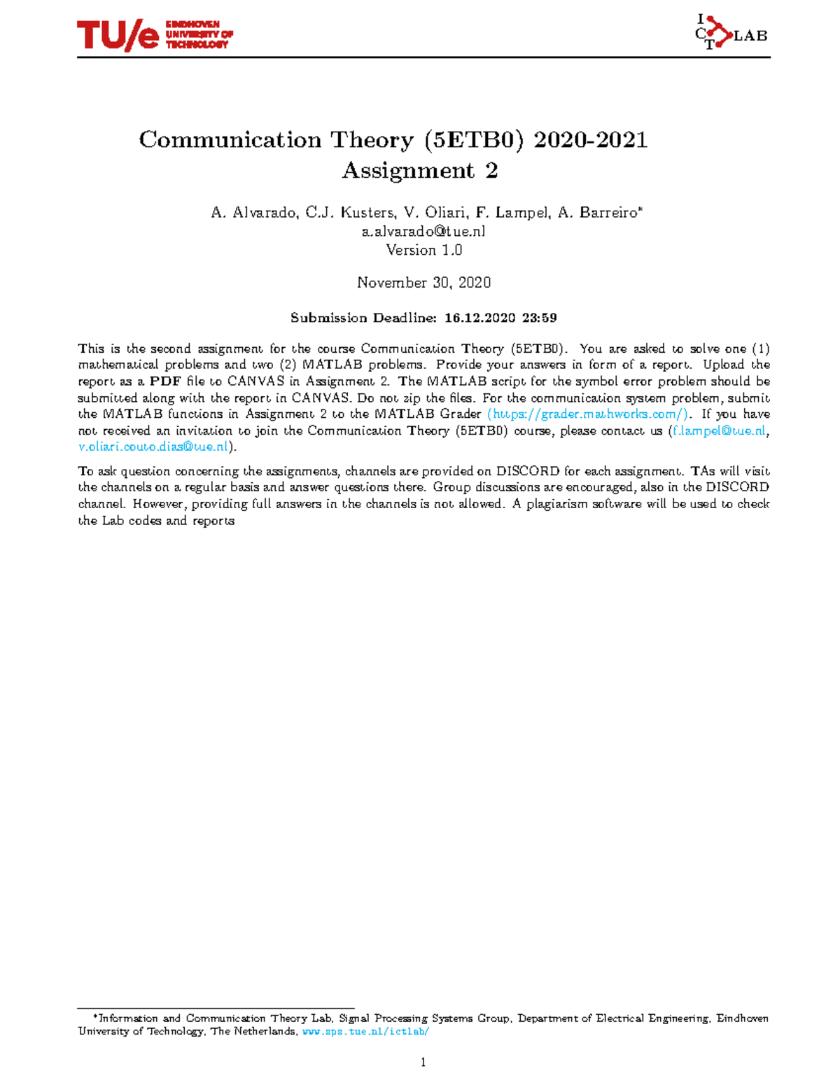 communication theory assignments