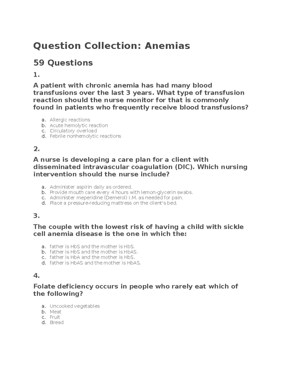Anemia Nclex Questions Quizlet 91 - bo7q9k9