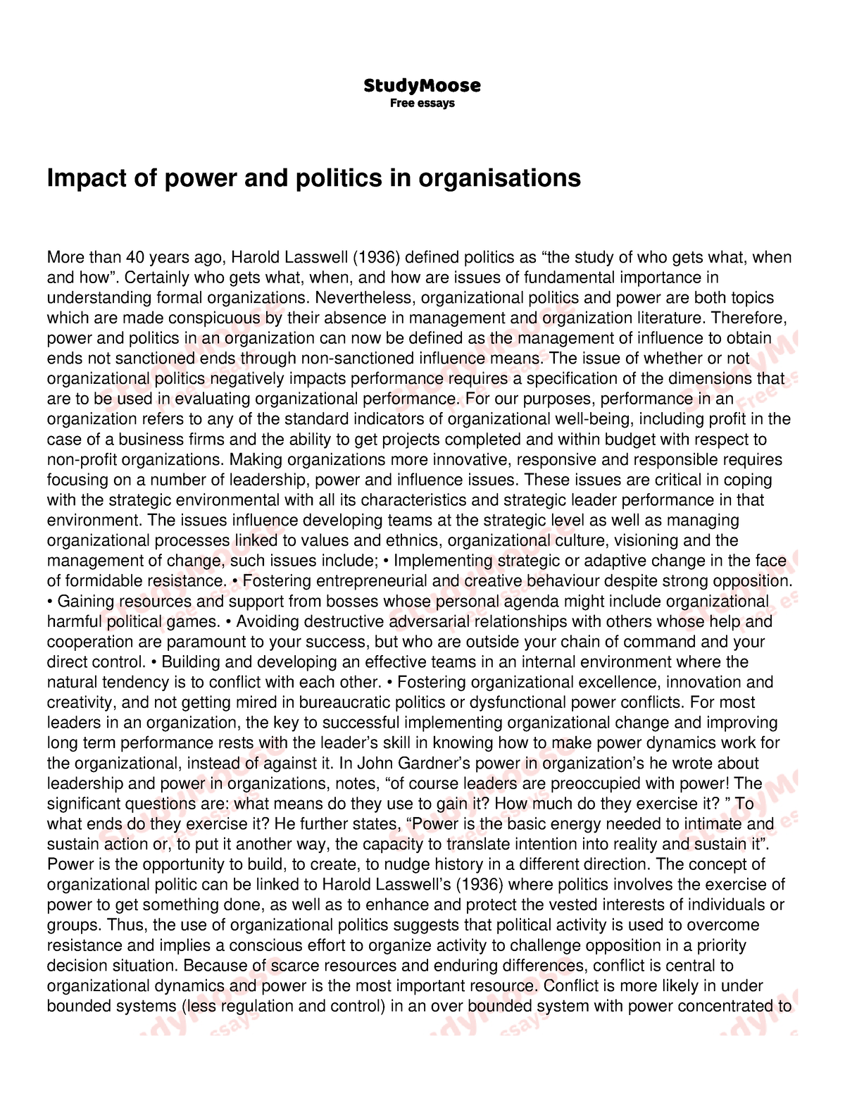 importance of power in politics essay