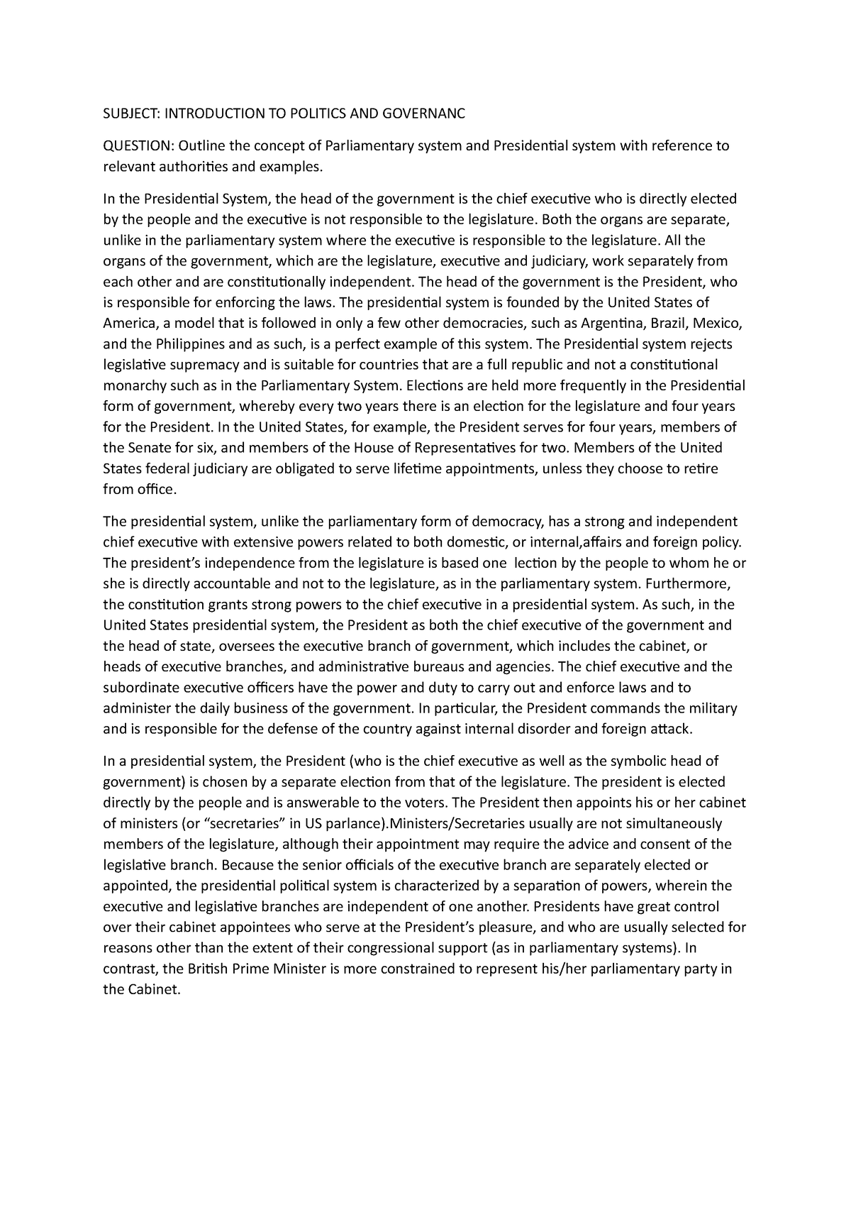 research paper about politics and governance