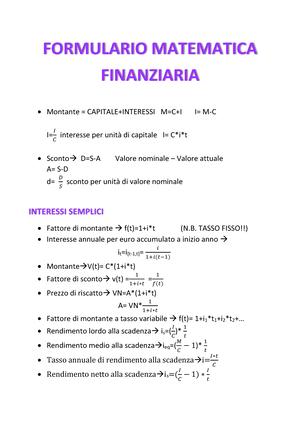 Formulario matematica finanziaria