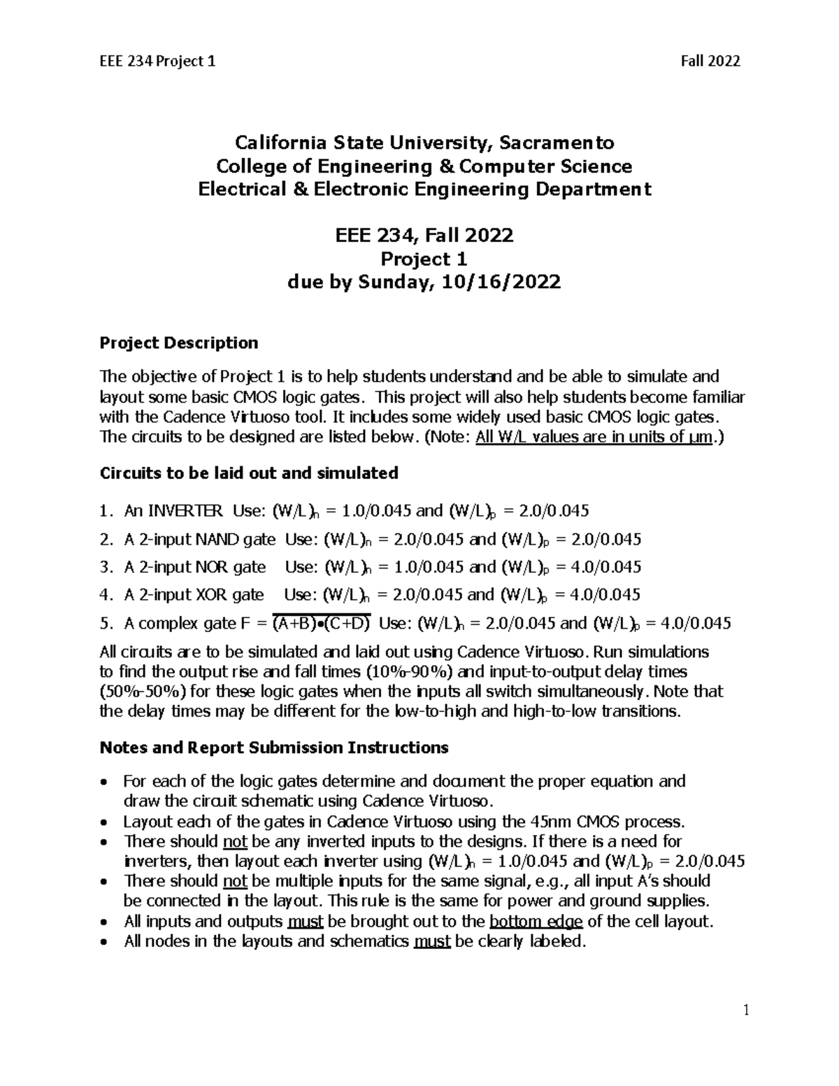 Eee234 f22 proj1 - project work - EEE 234 Project 1 Fall 2022 1 ...