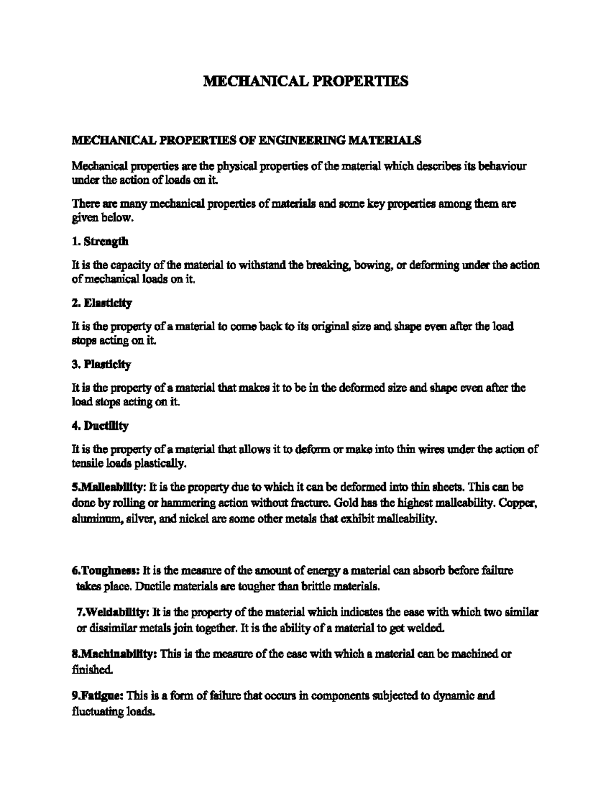 Mechanical Properties Material Science and Engineering Studocu