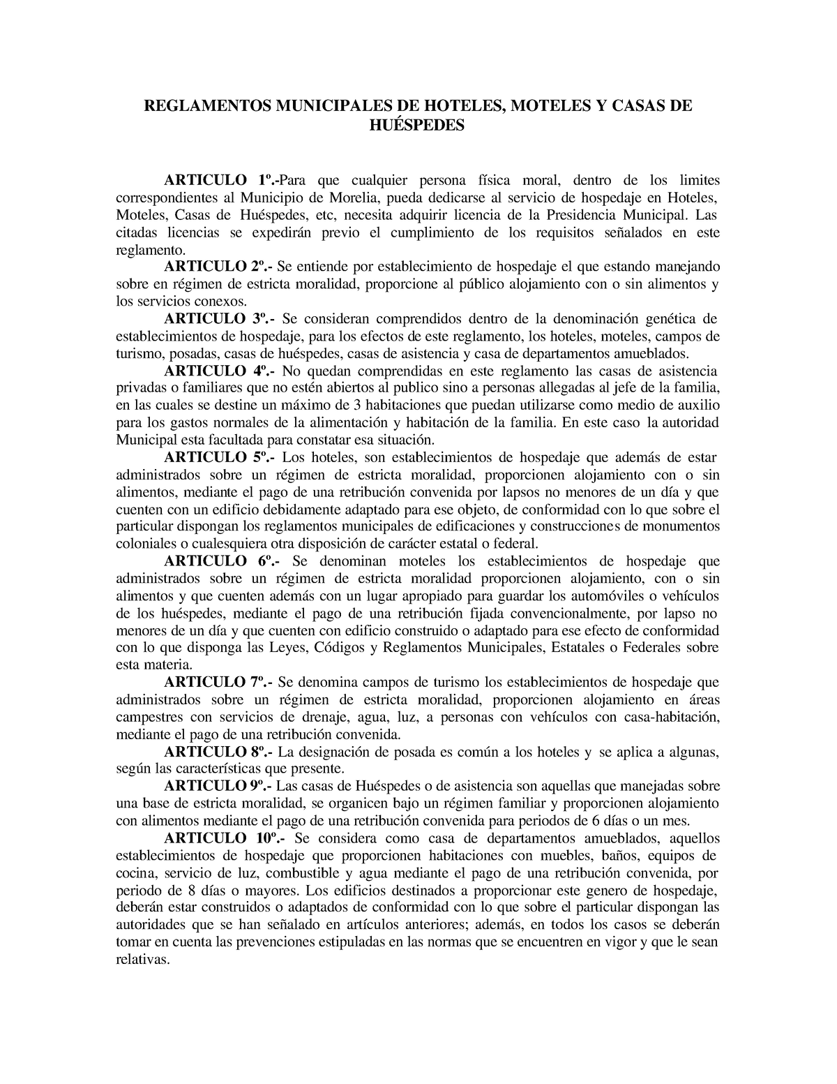 Reglamento De La Hotelería Reglamentos Municipales De Hoteles Moteles Y Casas De HuÉspedes 3840