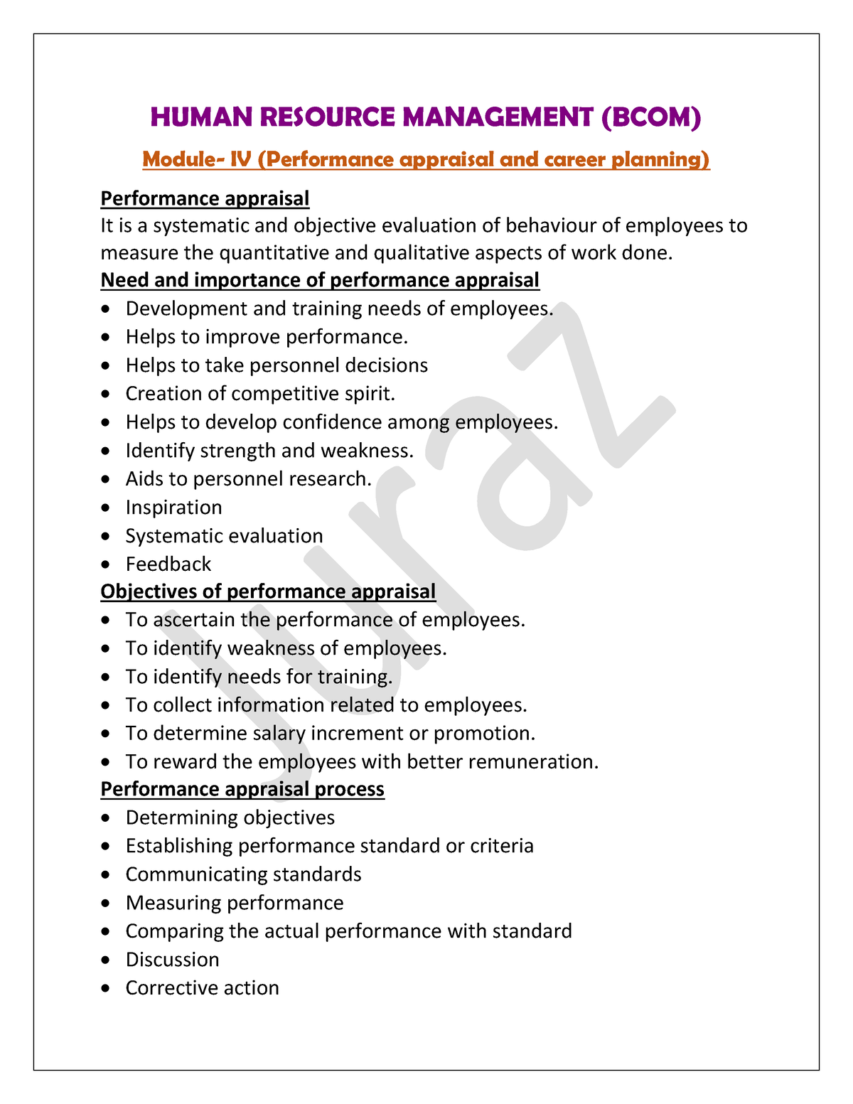 Human Resource Management- Module IV (bcom) - HUMAN RESOURCE MANAGEMENT ...