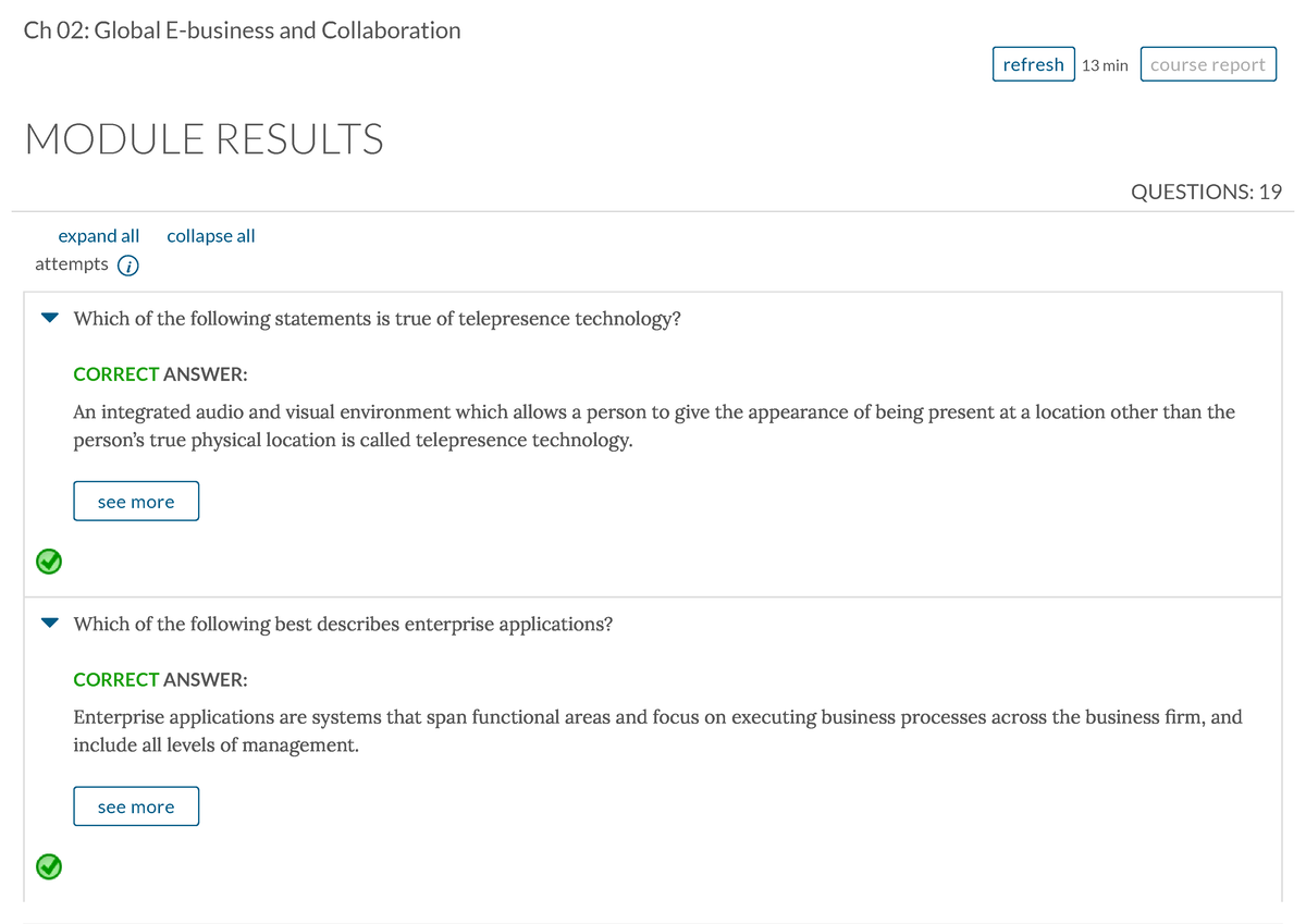 Dynamic Study Modules Review Ch 02 Global E Business And Collaboration ...