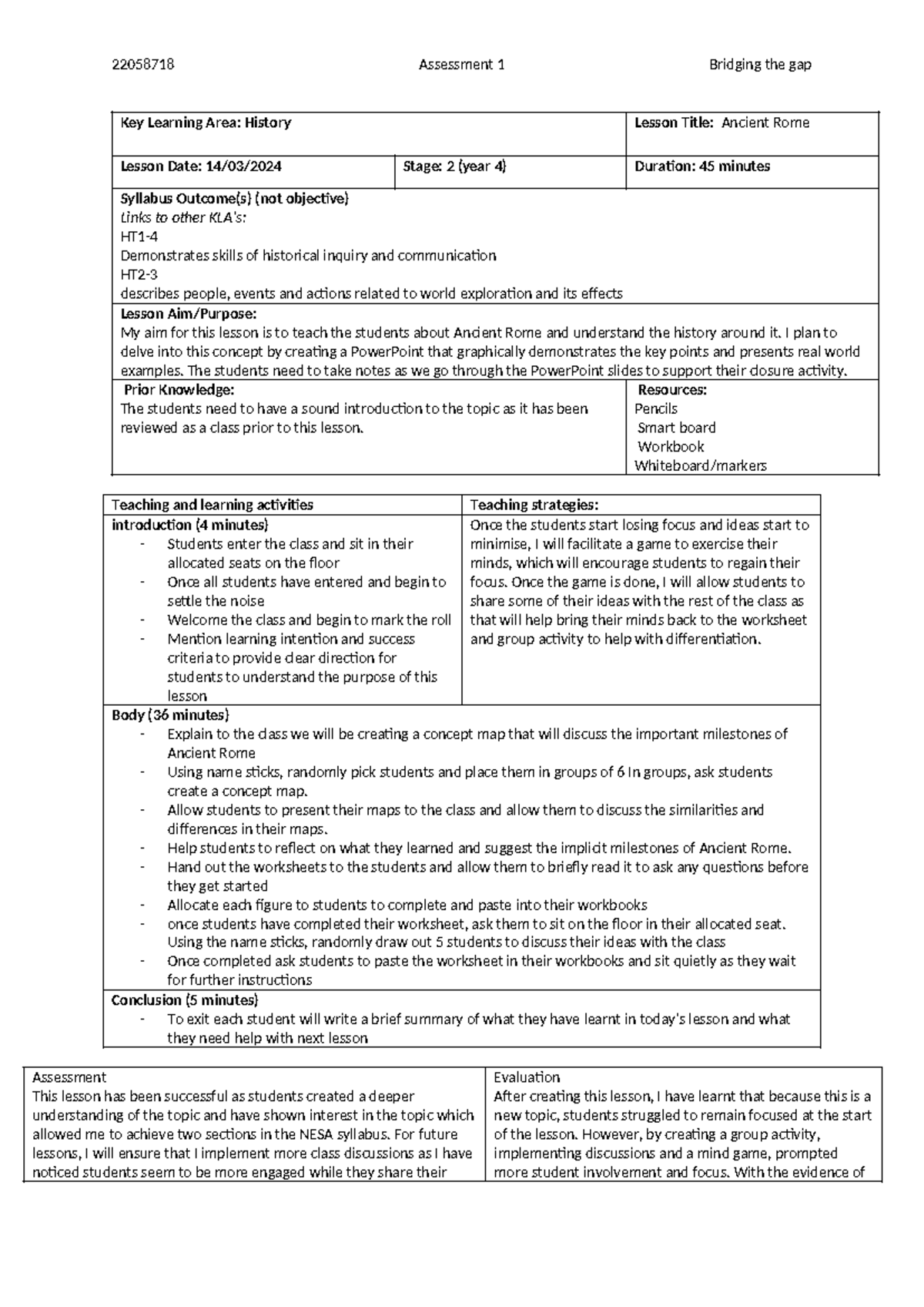 2024 Lesson Plan Template - Key Learning Area: History Lesson Title ...